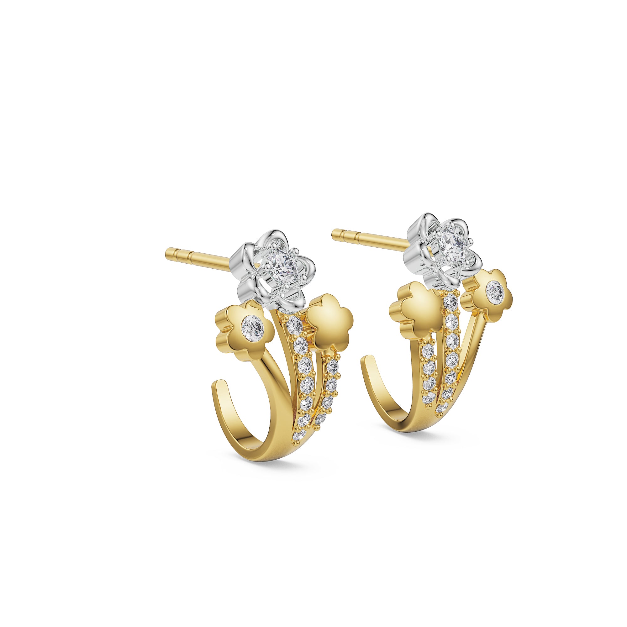 Floral Bloom Studs Side View