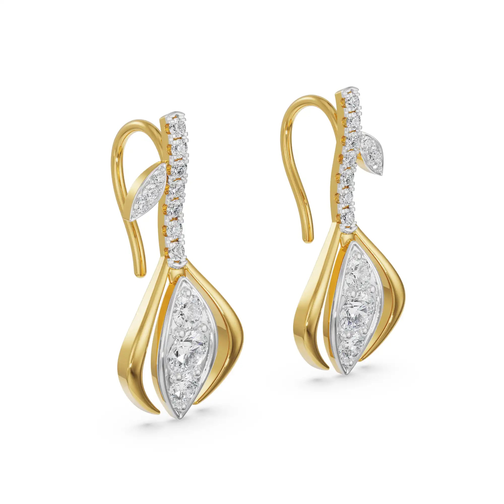 Glittering Gemstone Drop Earring Side View