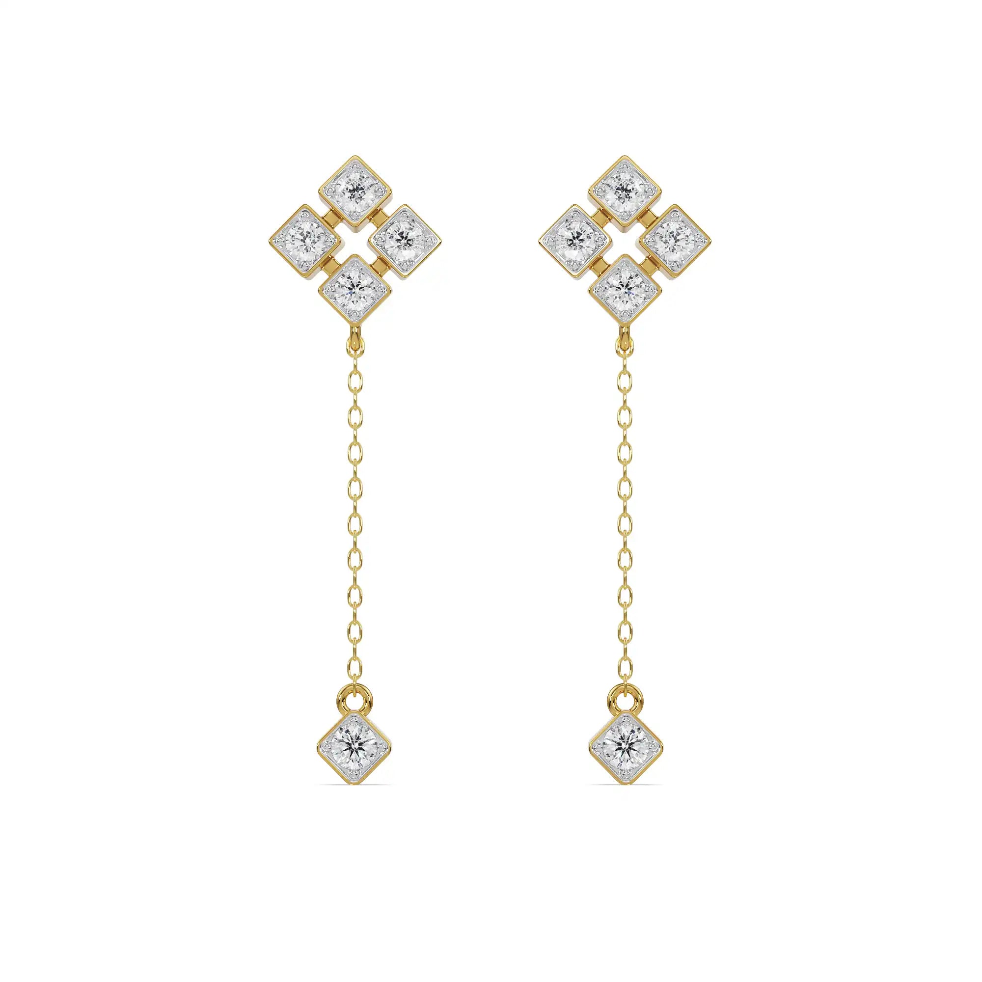 Gleaming Sui Dhaga Earrings Front View in 9KT