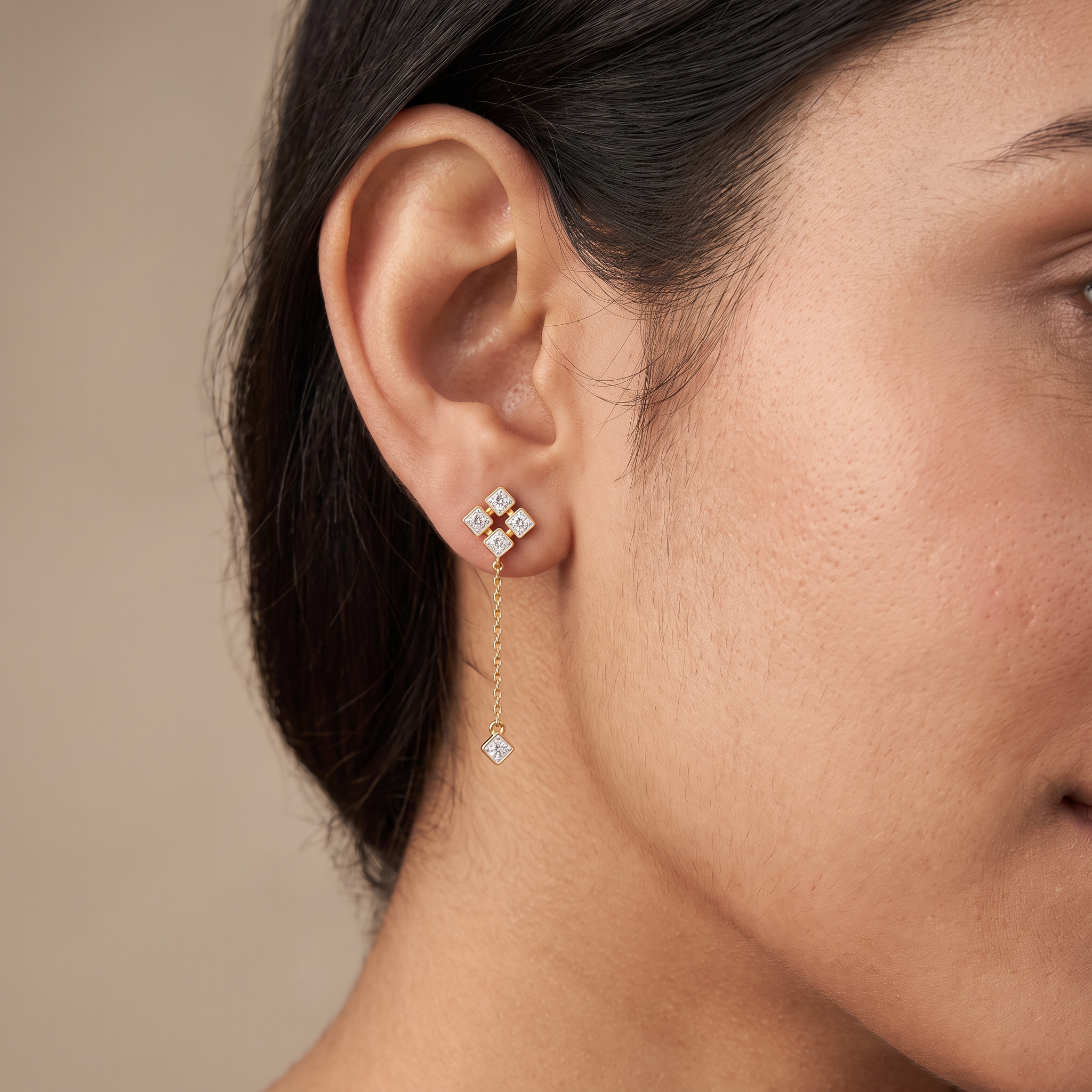 Gleaming Lab Grown Diamond Sui Dhaga Earrings