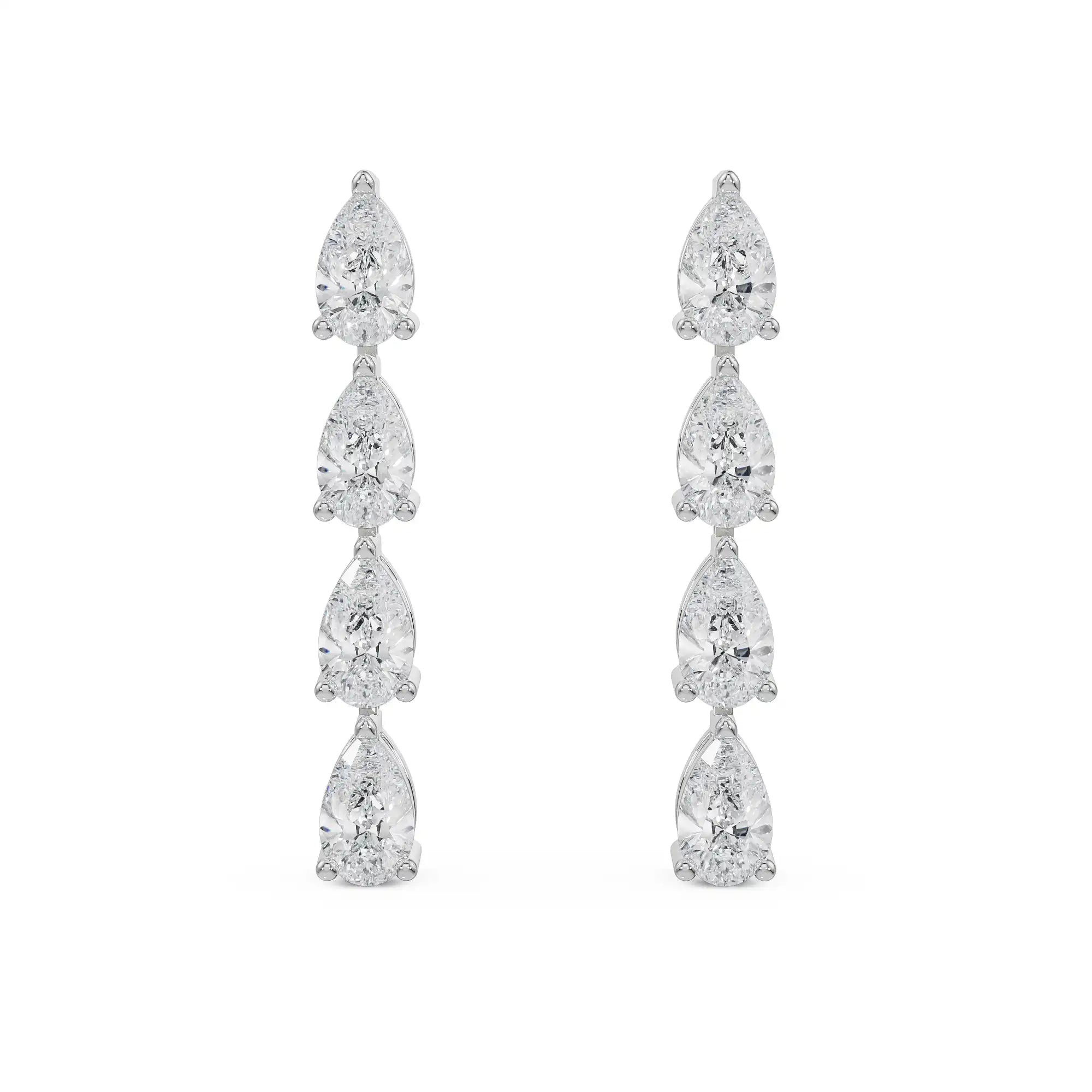 Quad pear diamond drop Front view in 9KT