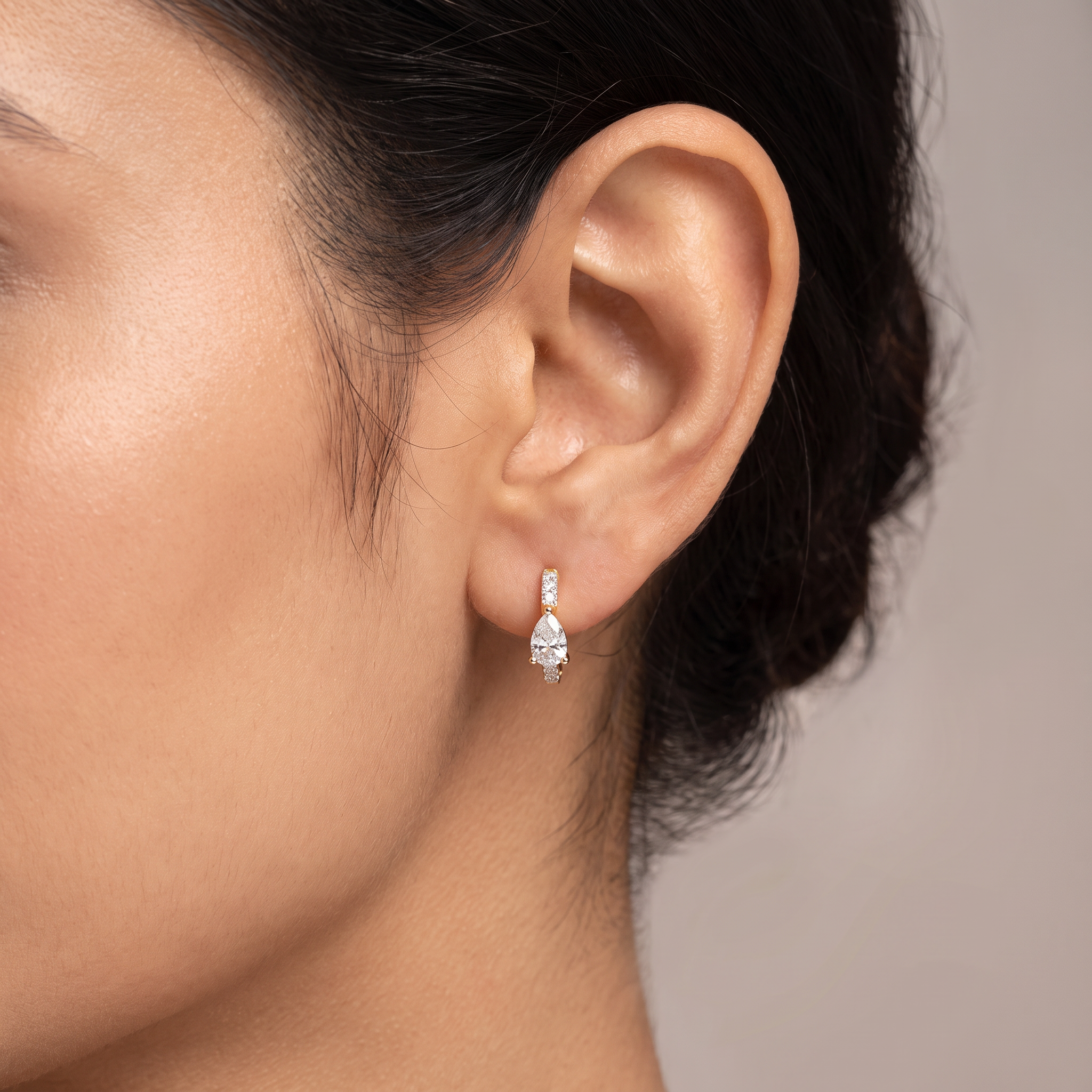 Circle Pear Lab Grown Diamond Hoops