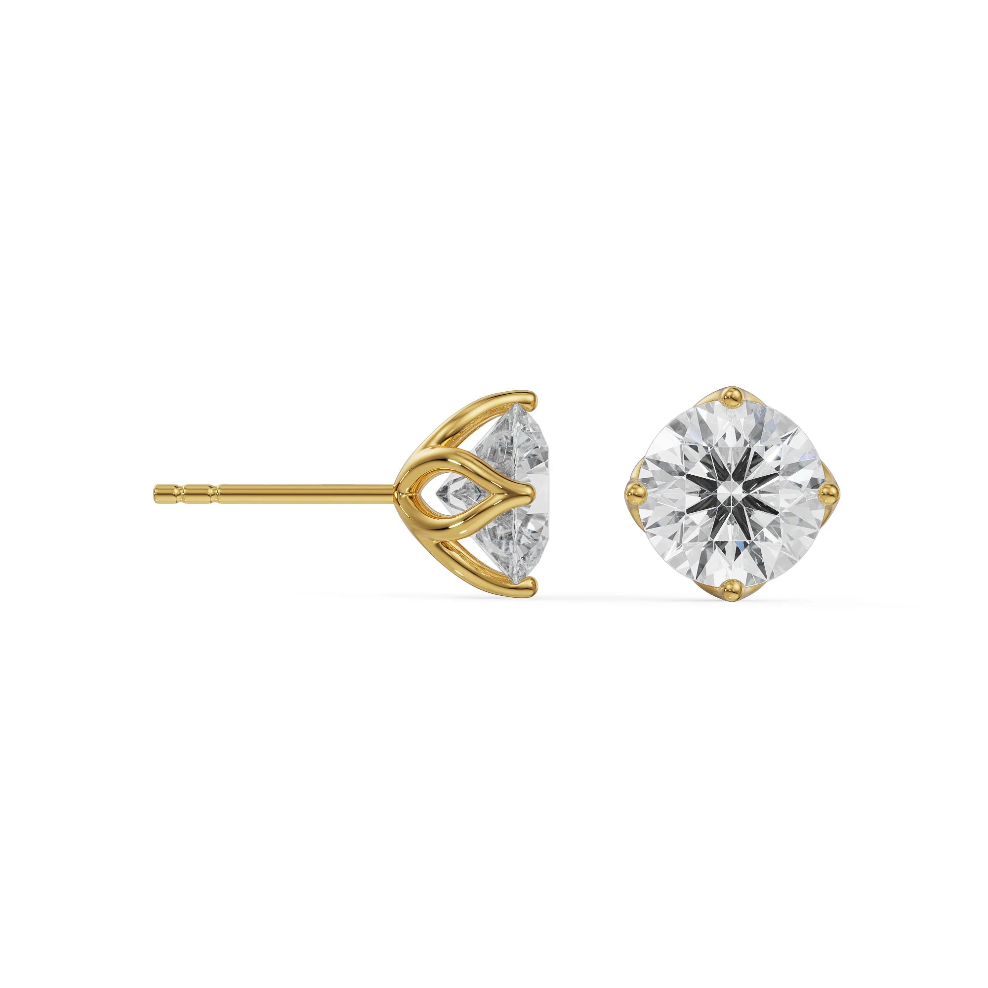1 CT Timeless Solitaire Studs Prospective View in 9KT