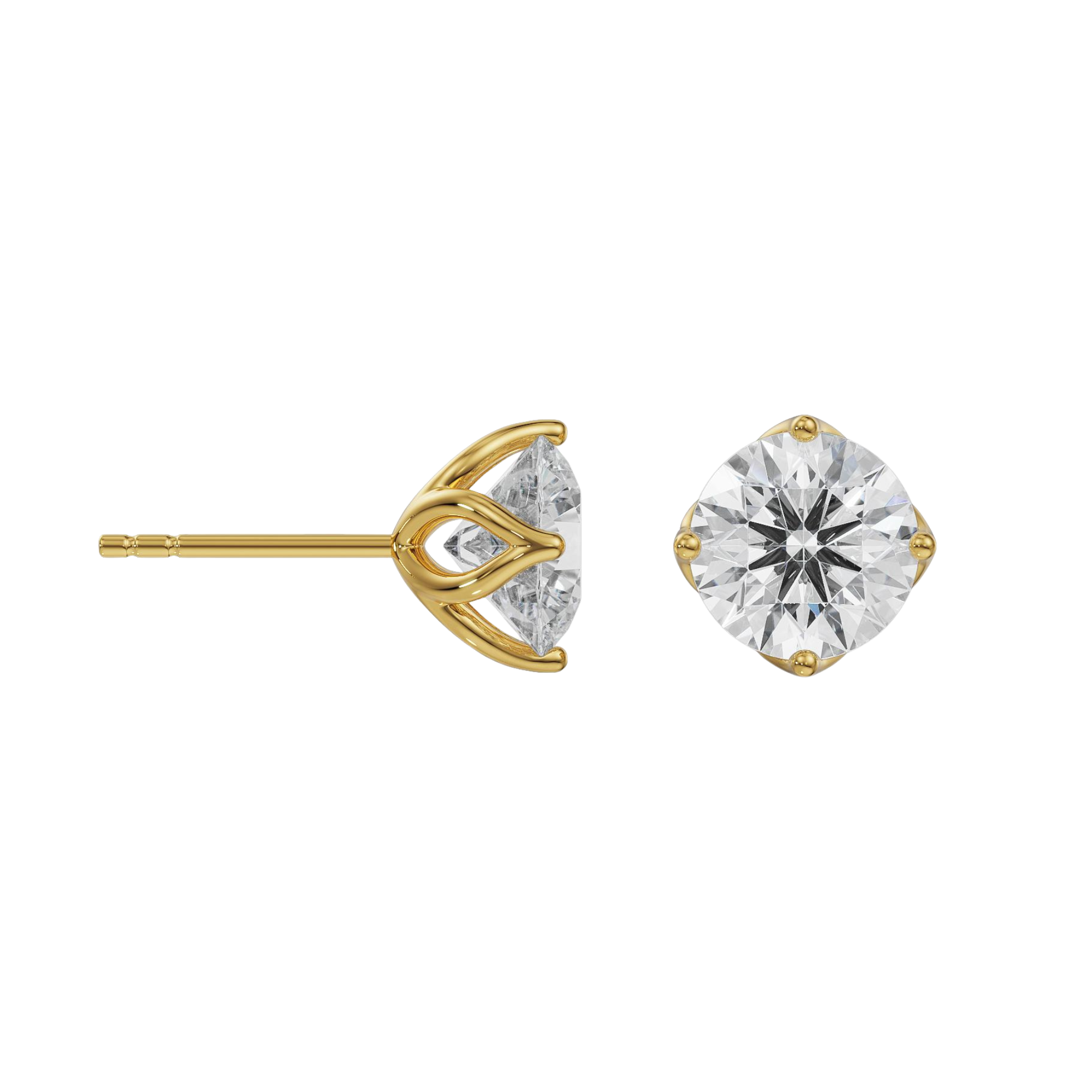 1.5 CT Timeless Solitaire Studs Prospective View in 9KT