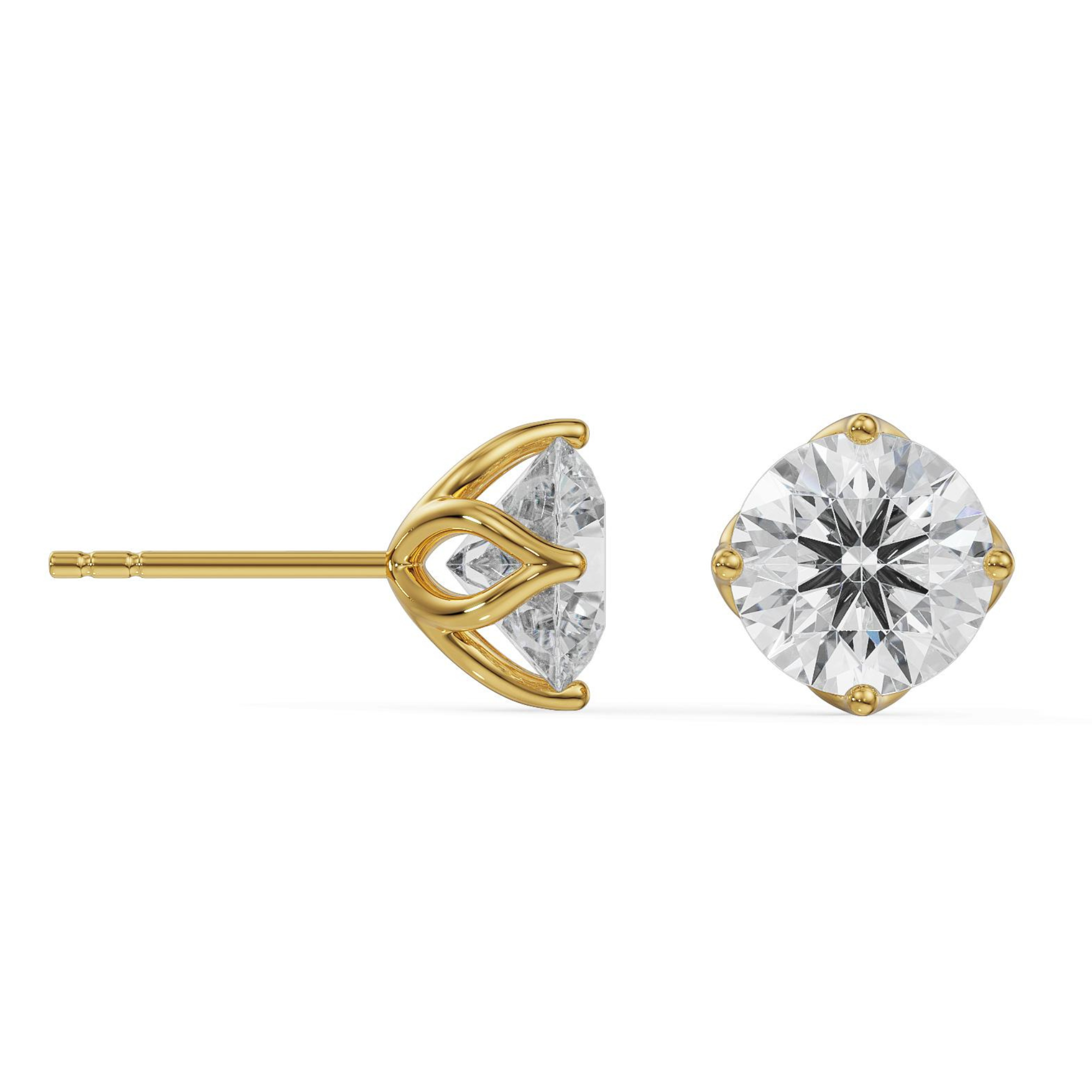 2 CT Timeless Solitaire Studs Prospective View in 9KT