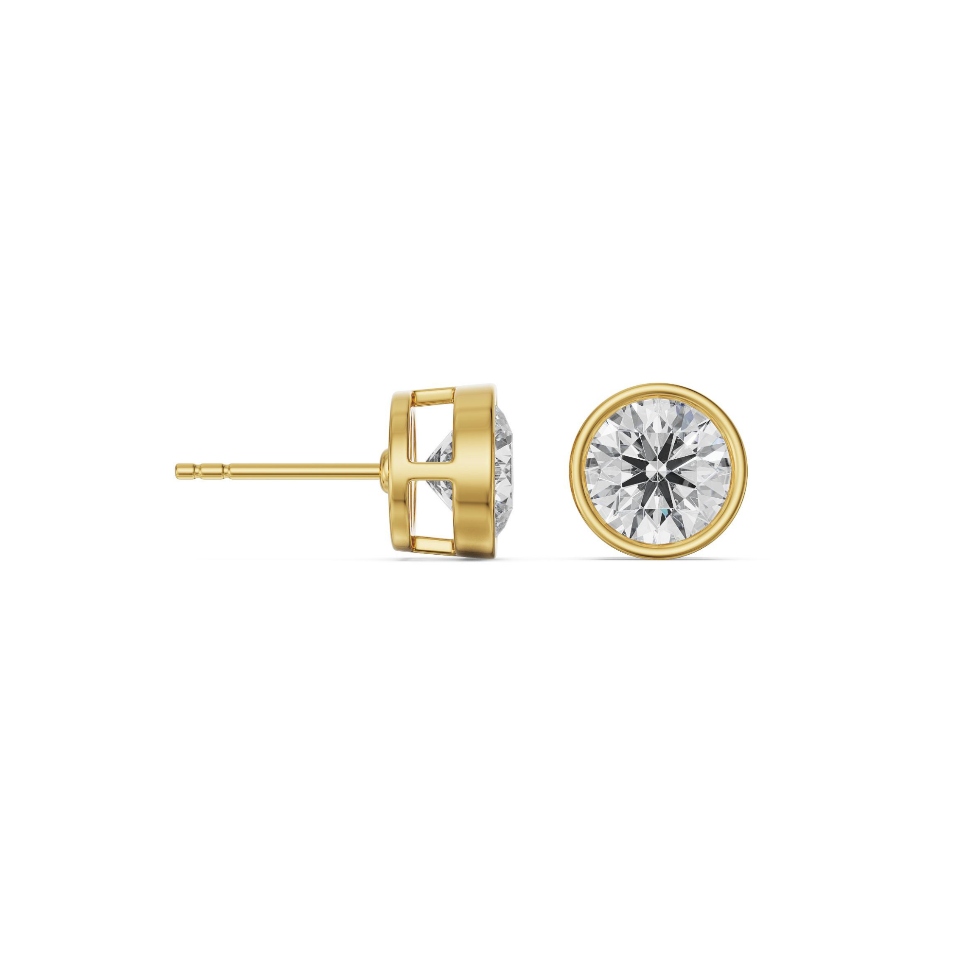 0.5 CT Classic Bezel Solitaire Studs Prospective View
