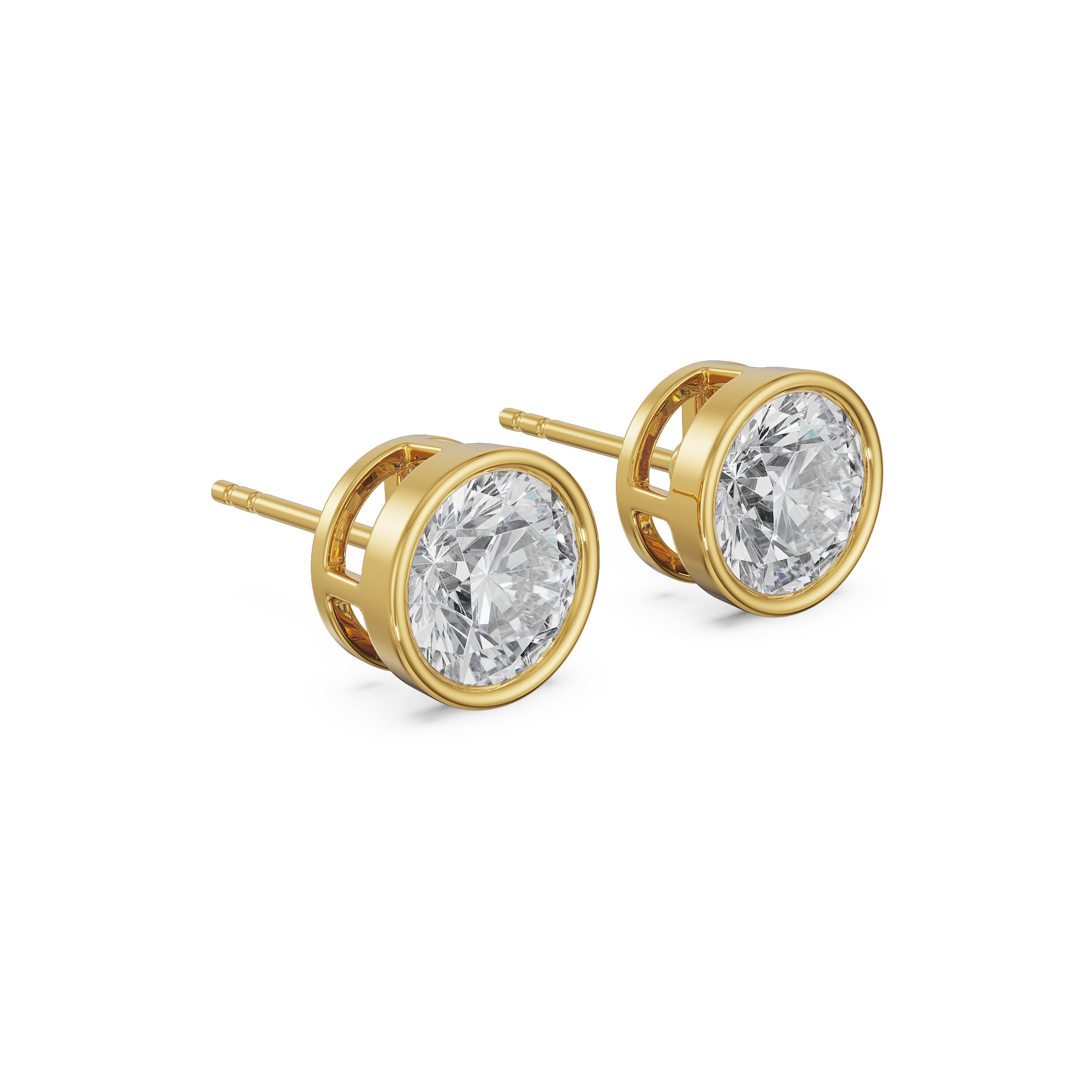 1 CT Classic Bezel Solitaire Studs Side View