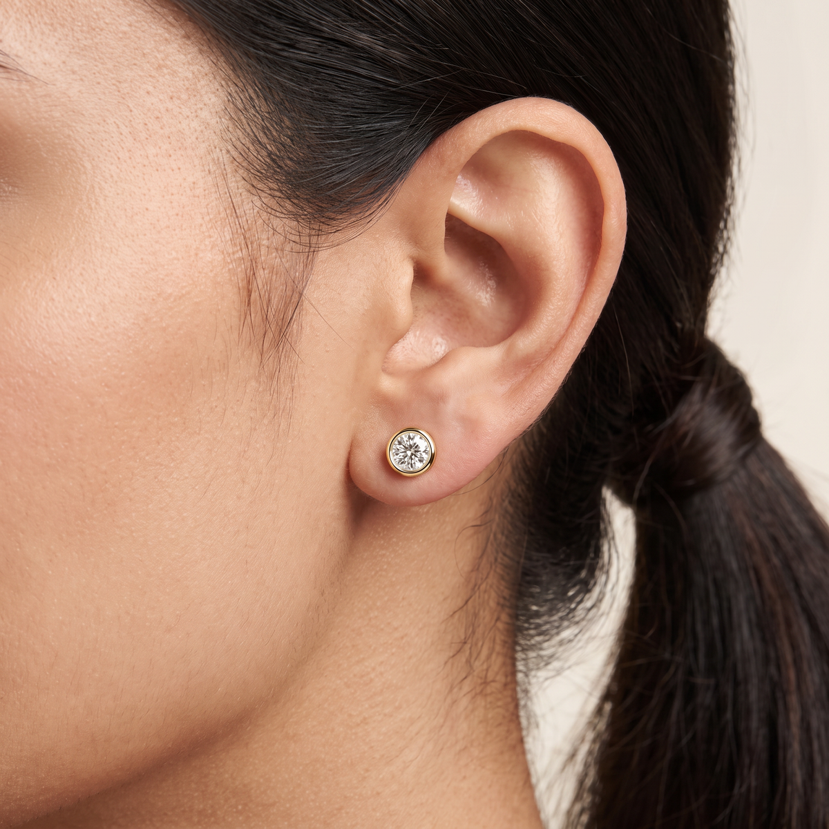 1 CT Classic Bezel Lab Grown Diamond Solitaire Studs