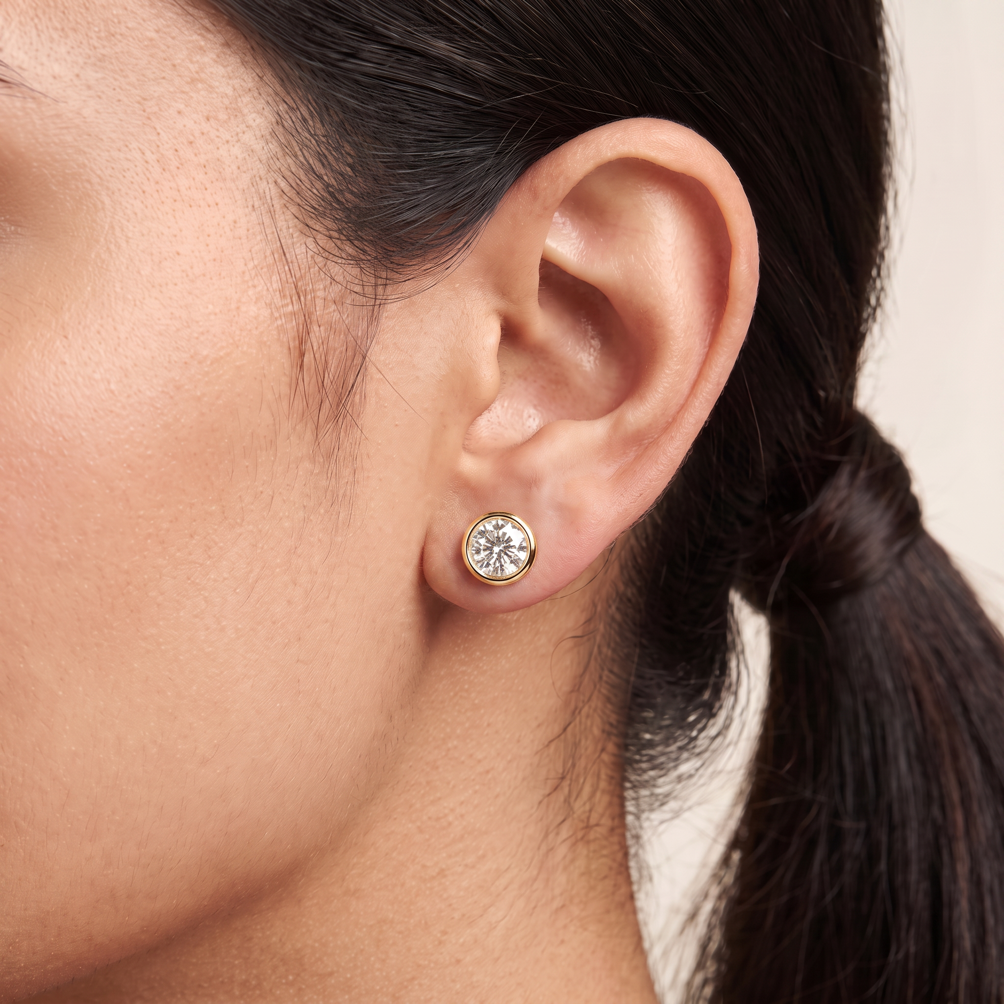 1.5 CT Classic Bezel Lab Grown Diamond Solitaire Studs