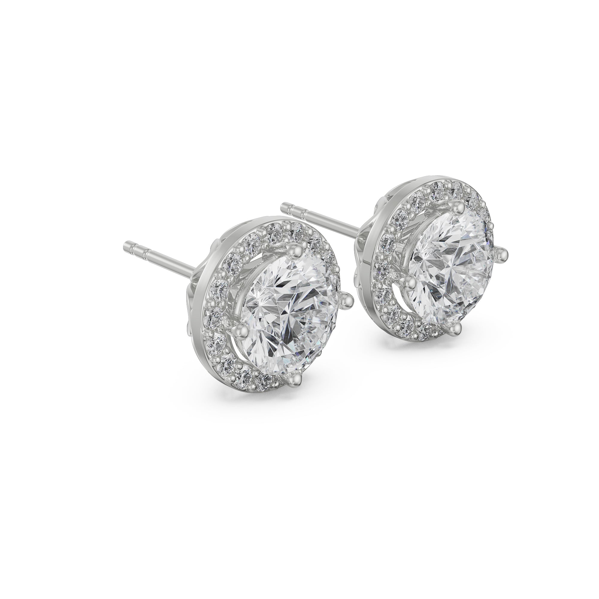 1 CT Halo Solitaire Studs Side View