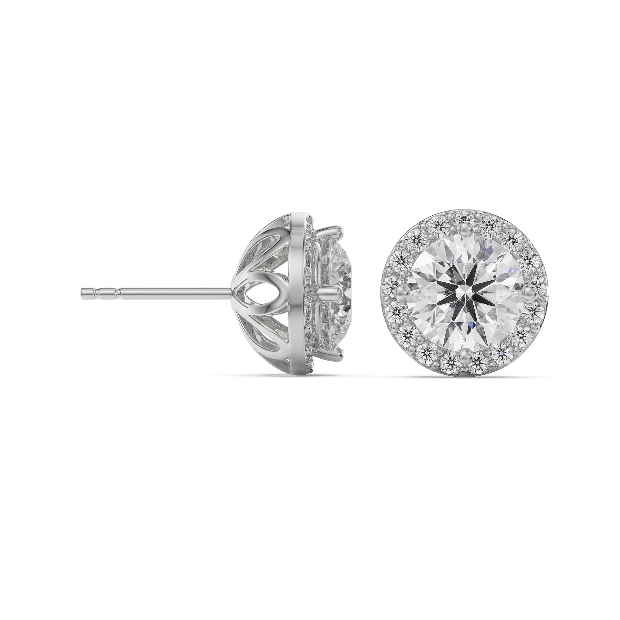 1 CT Halo Solitaire Studs Prospective View