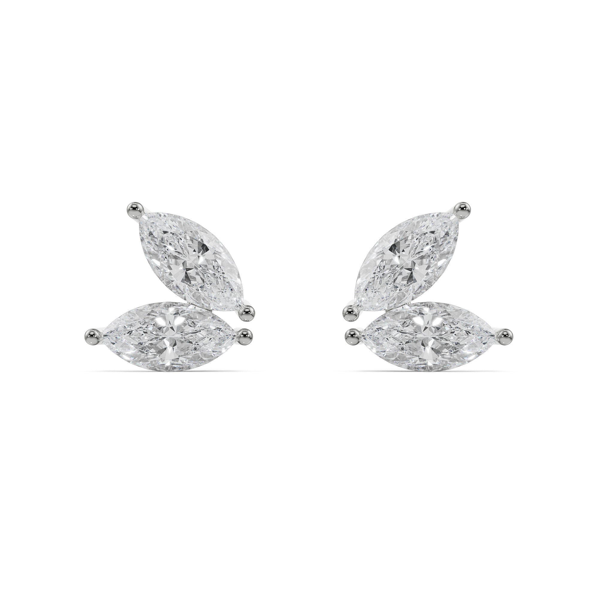 Butterfly Marquise Diamond Studs Front View
