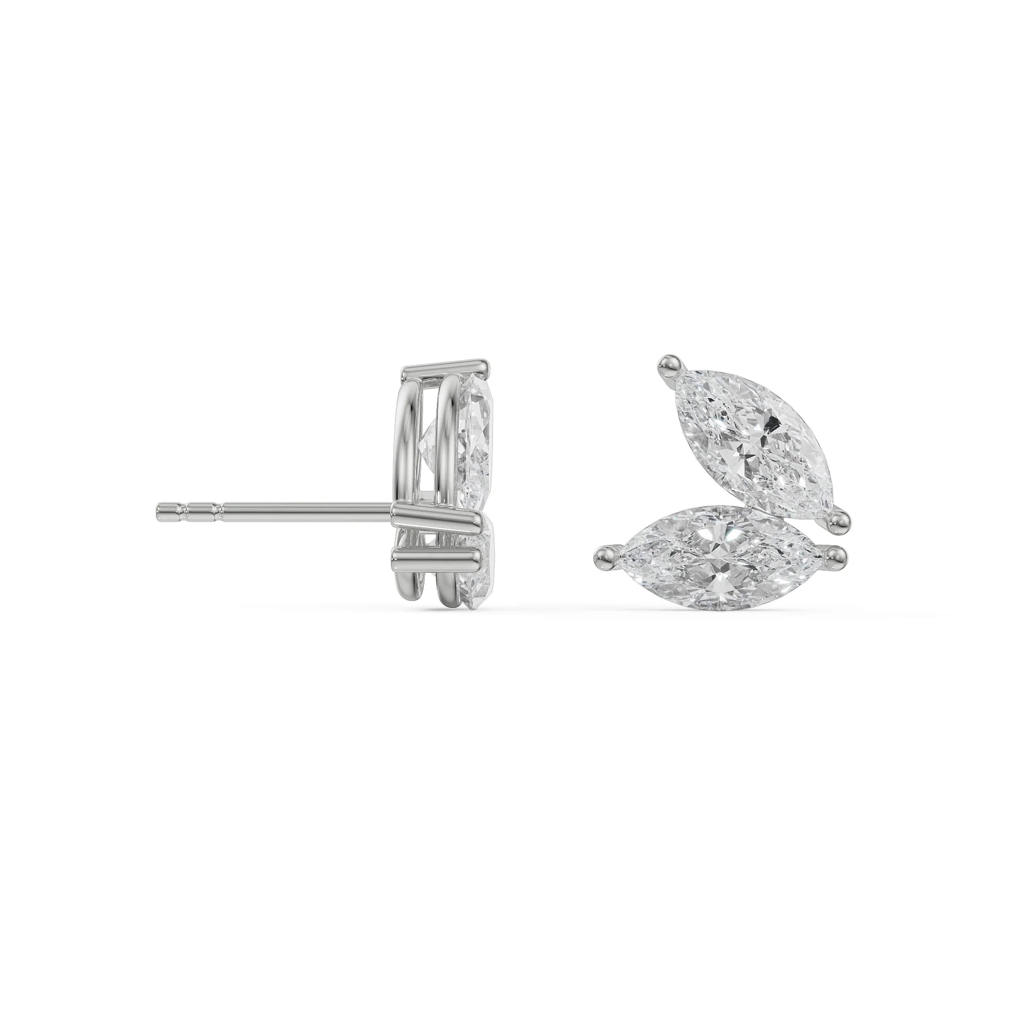 Butterfly Marquise Diamond Studs Prospective View in 9KT