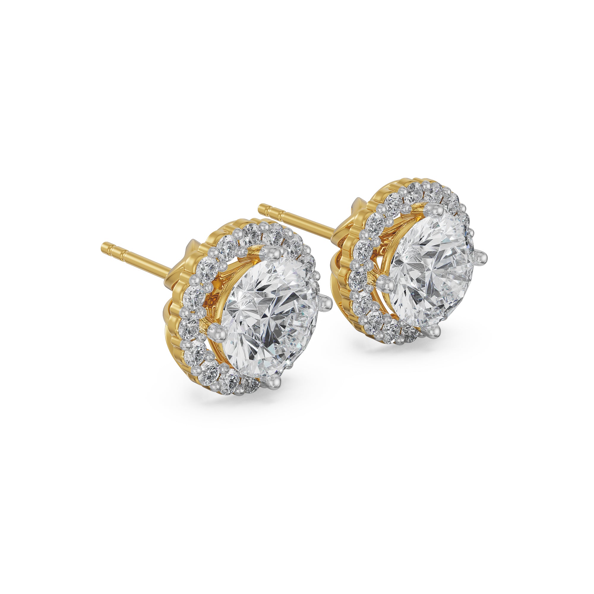 0.5 CT Halo Round Solitaire Studs Side View