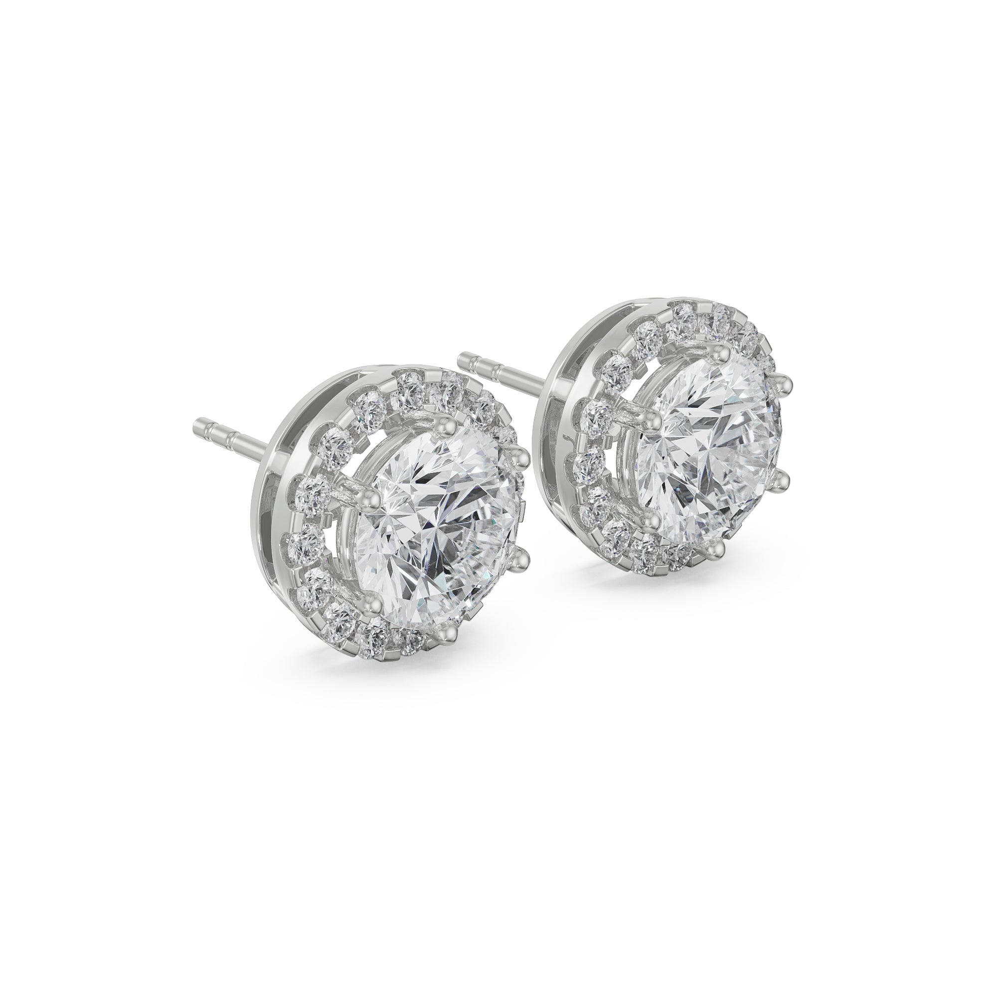 0.5 CT Halo Solitaire Earrings Side View