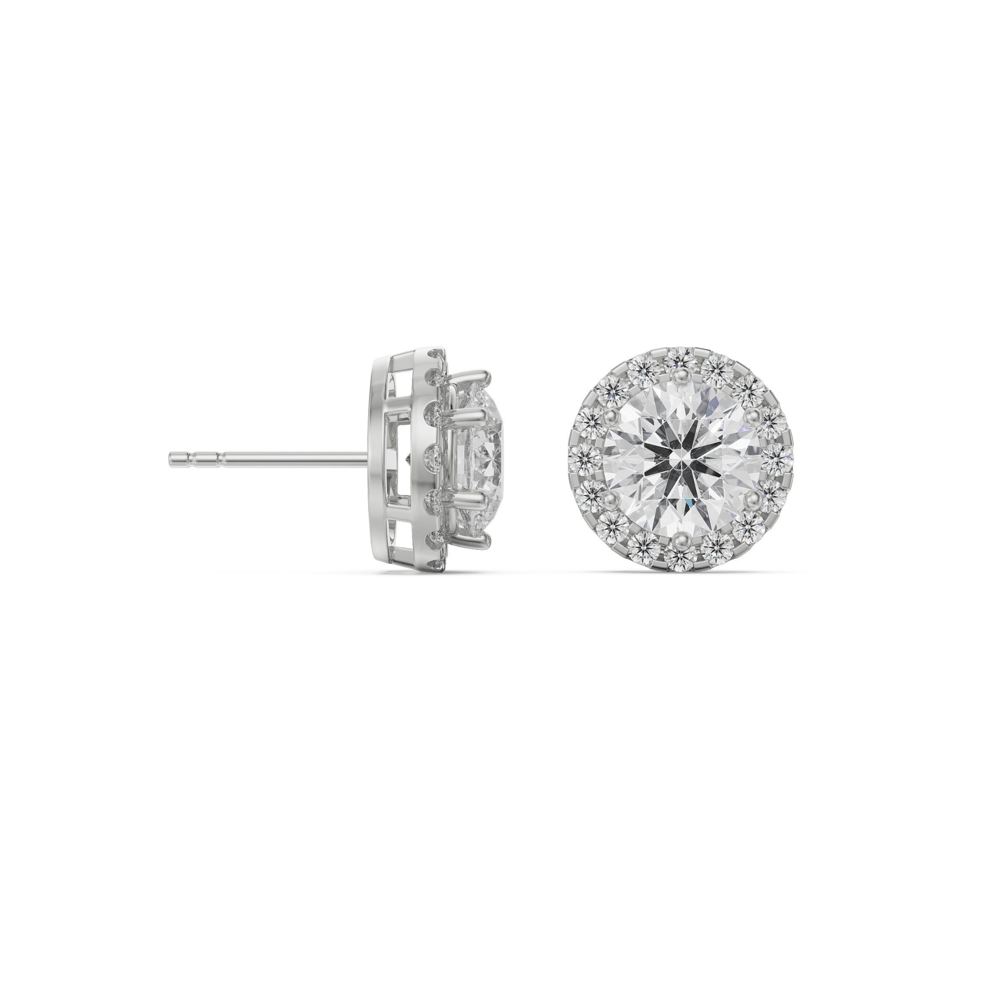 0.5 CT Halo Solitaire Earrings Prospective View