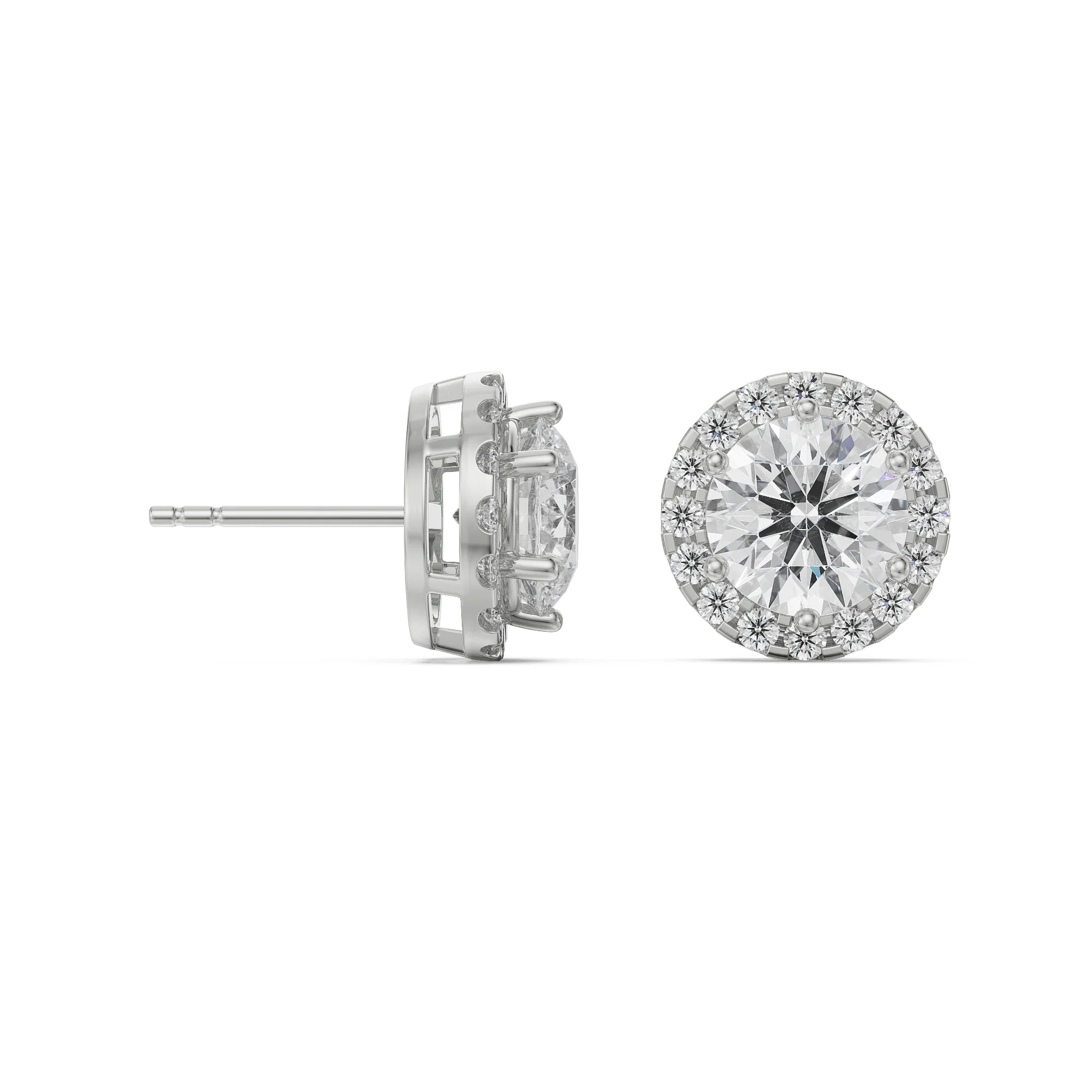 1 CT Halo Solitaire Earrings Prospective View in 9KT