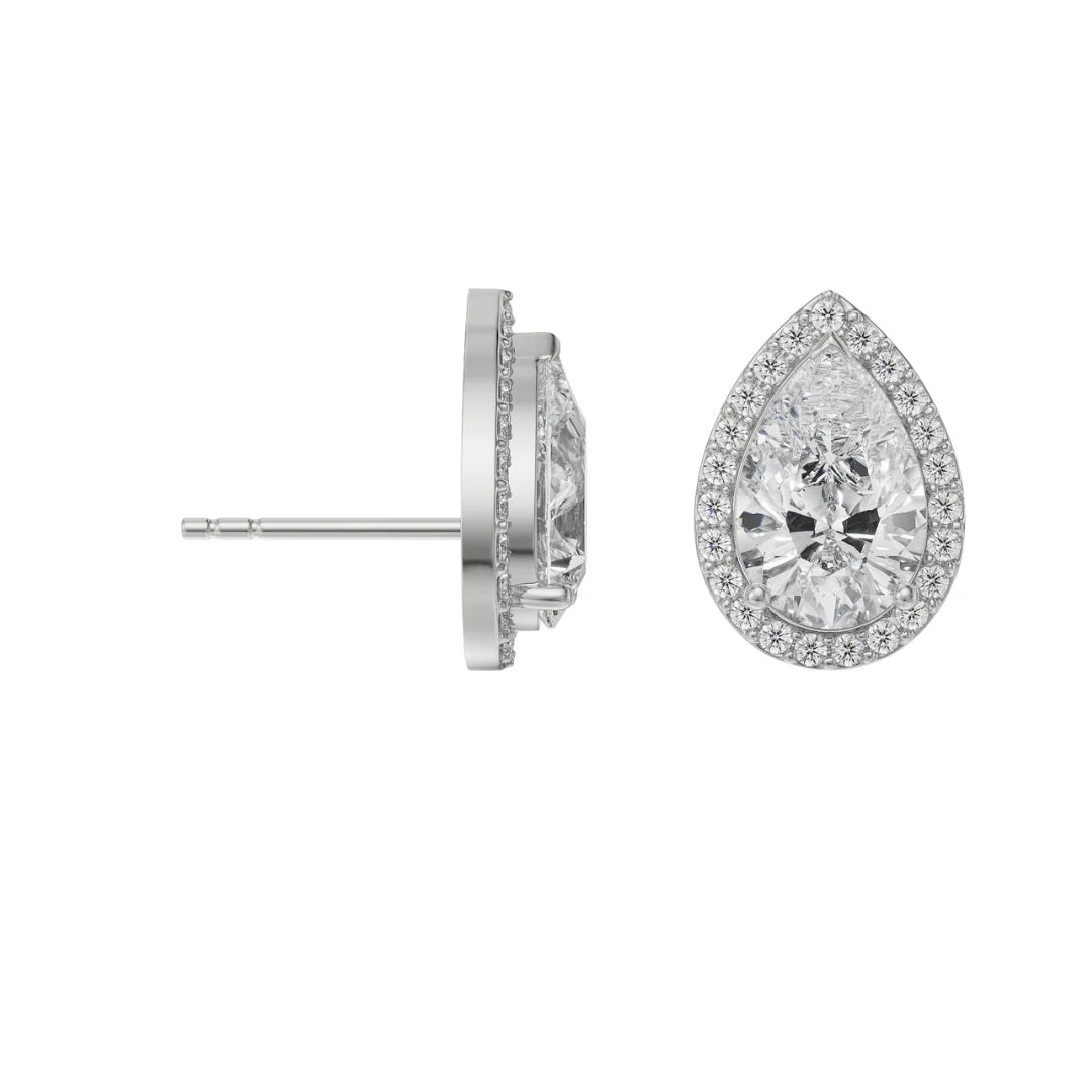 1 CT Lab Grown Diamond Solitaire Pear Earrings - Perspective View