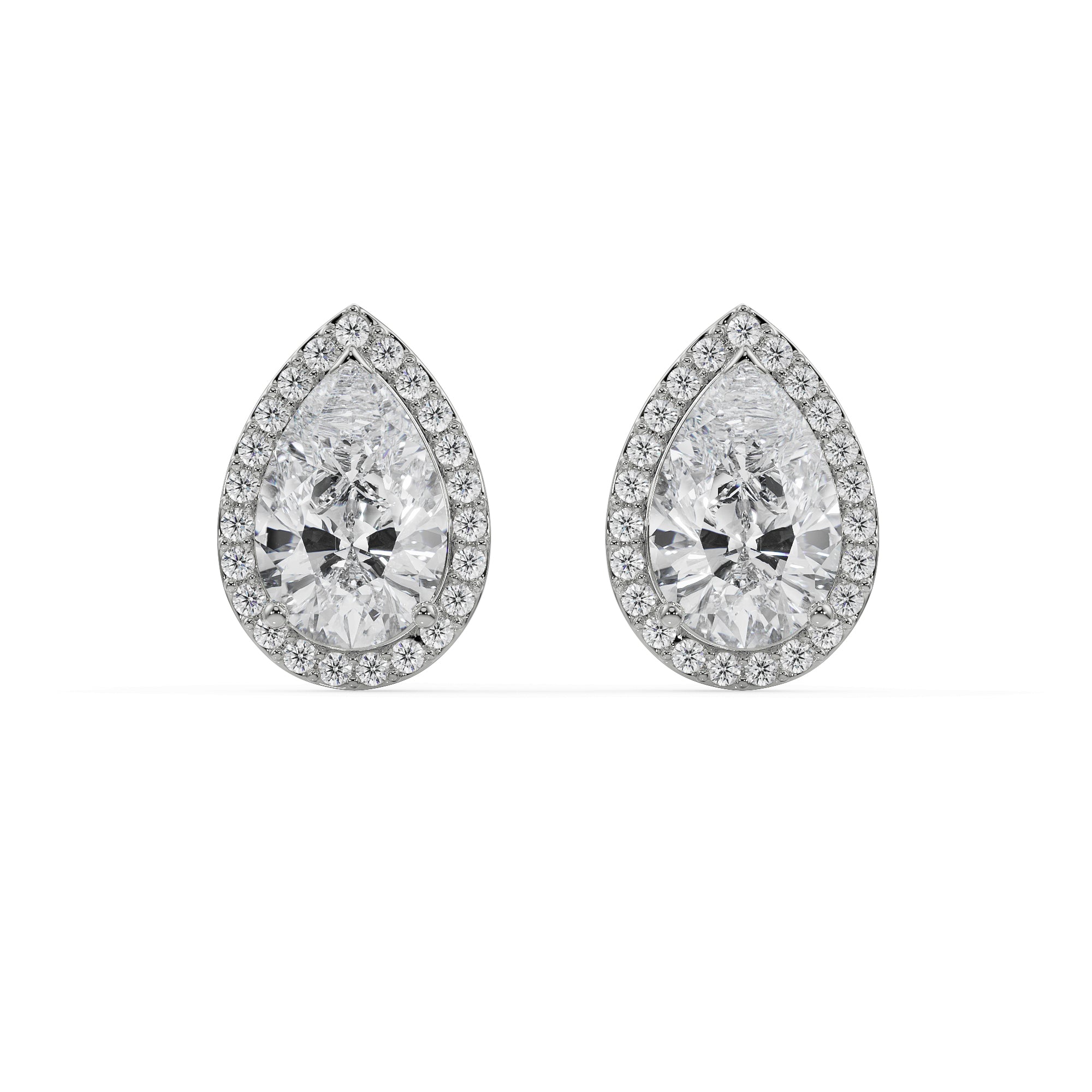 1 CT Solitaire Pear Earrings Front View