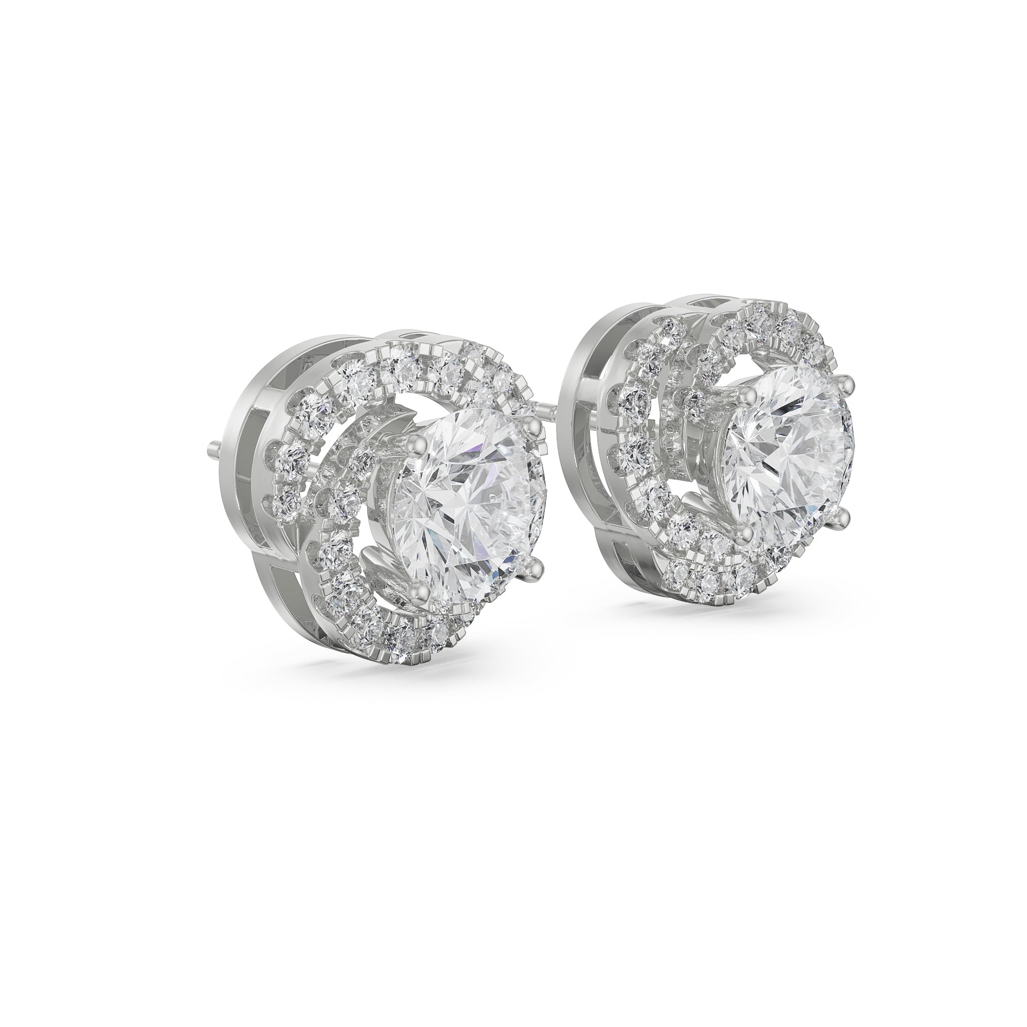 1 CT Swirl Halo Earrings Side View