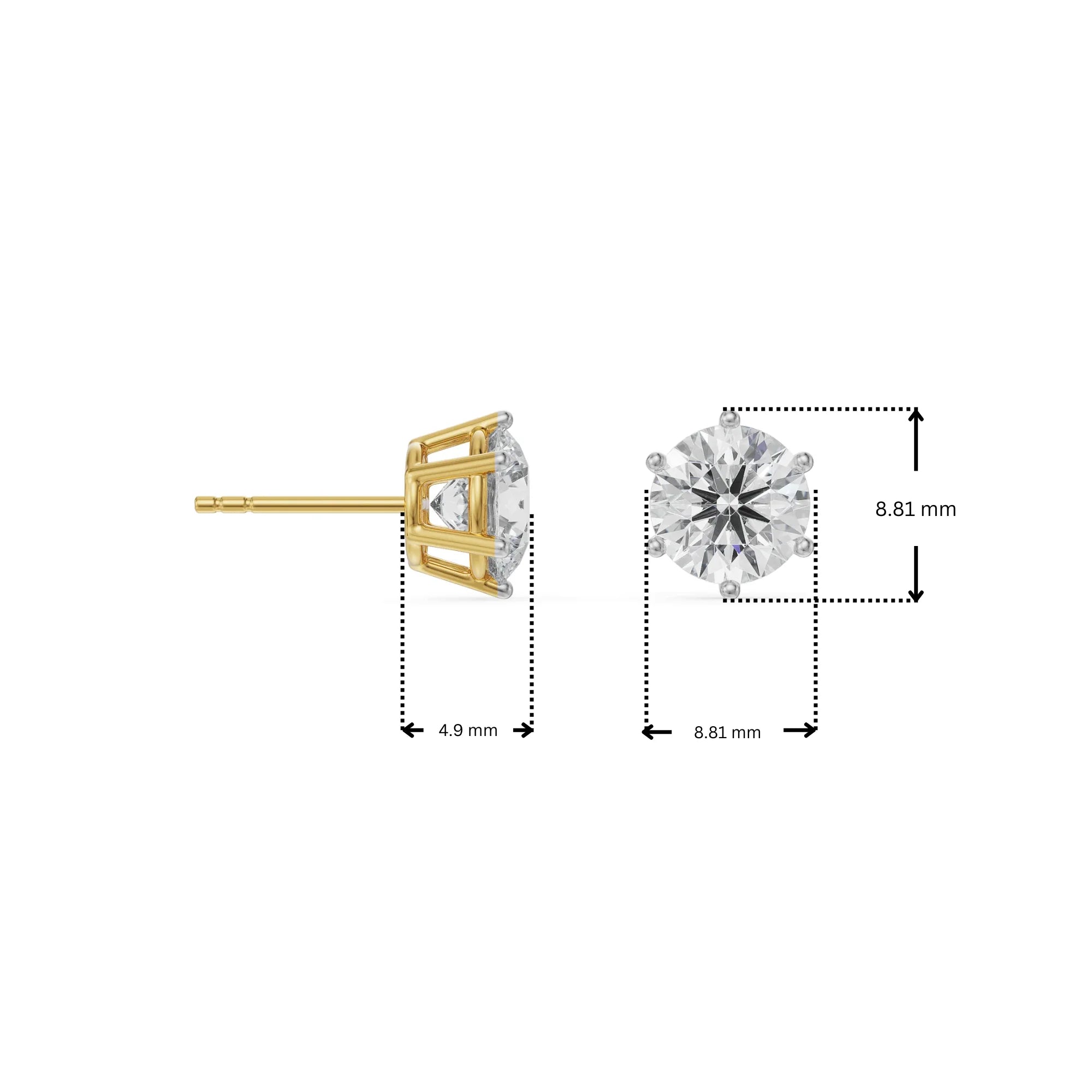 1 CT Versatile Lab Grown Diamond Solitaire Studs 9KT