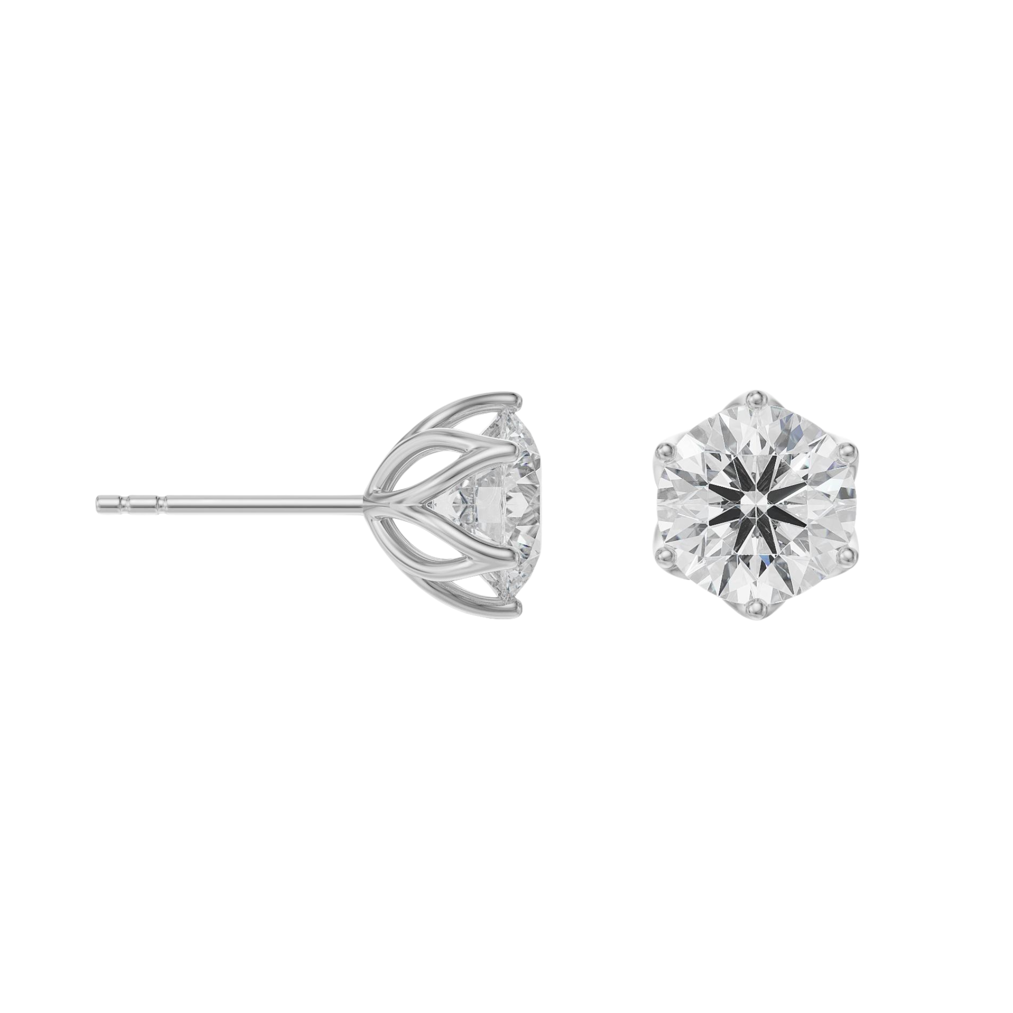 1.5 CT Petal Solitaire Studs Prospective View in 9KT