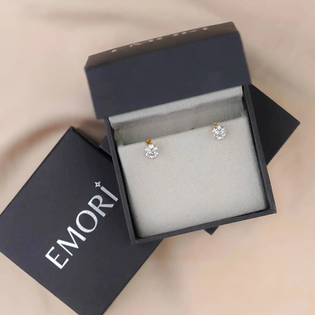 1 CT Classic Round Diamond Studs Prospective View