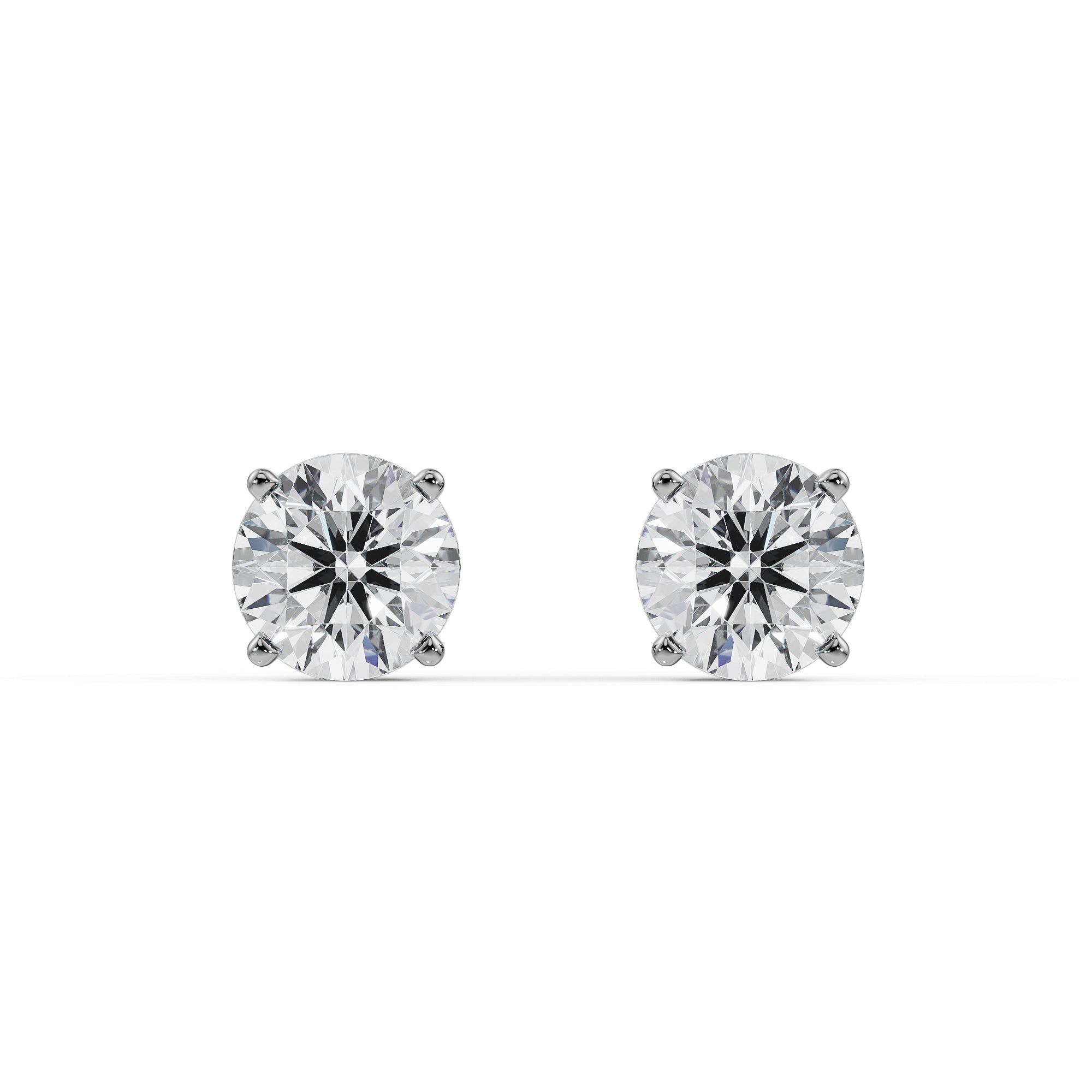 1 CT Classic Round Diamond Studs Front View