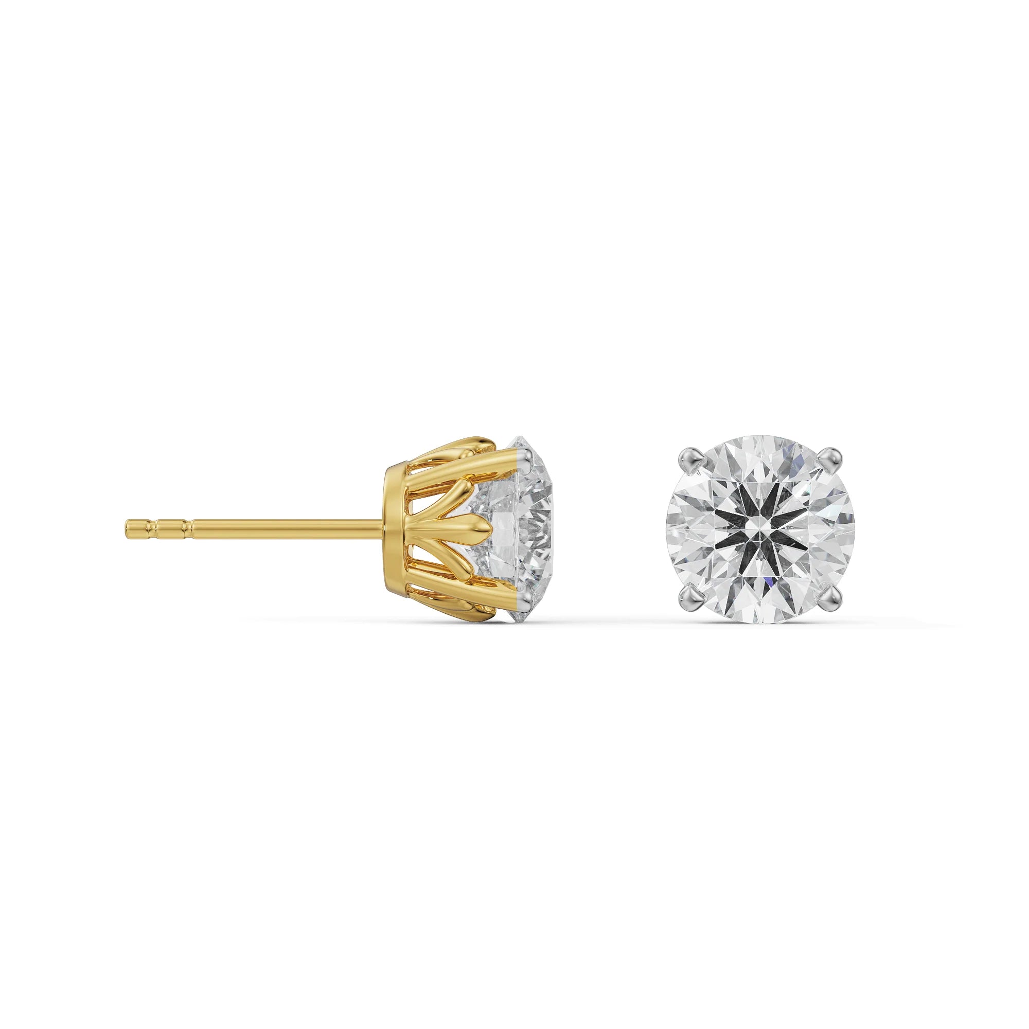 Lab-Grown 1 CT Classic Round Diamond Studs 9KT
