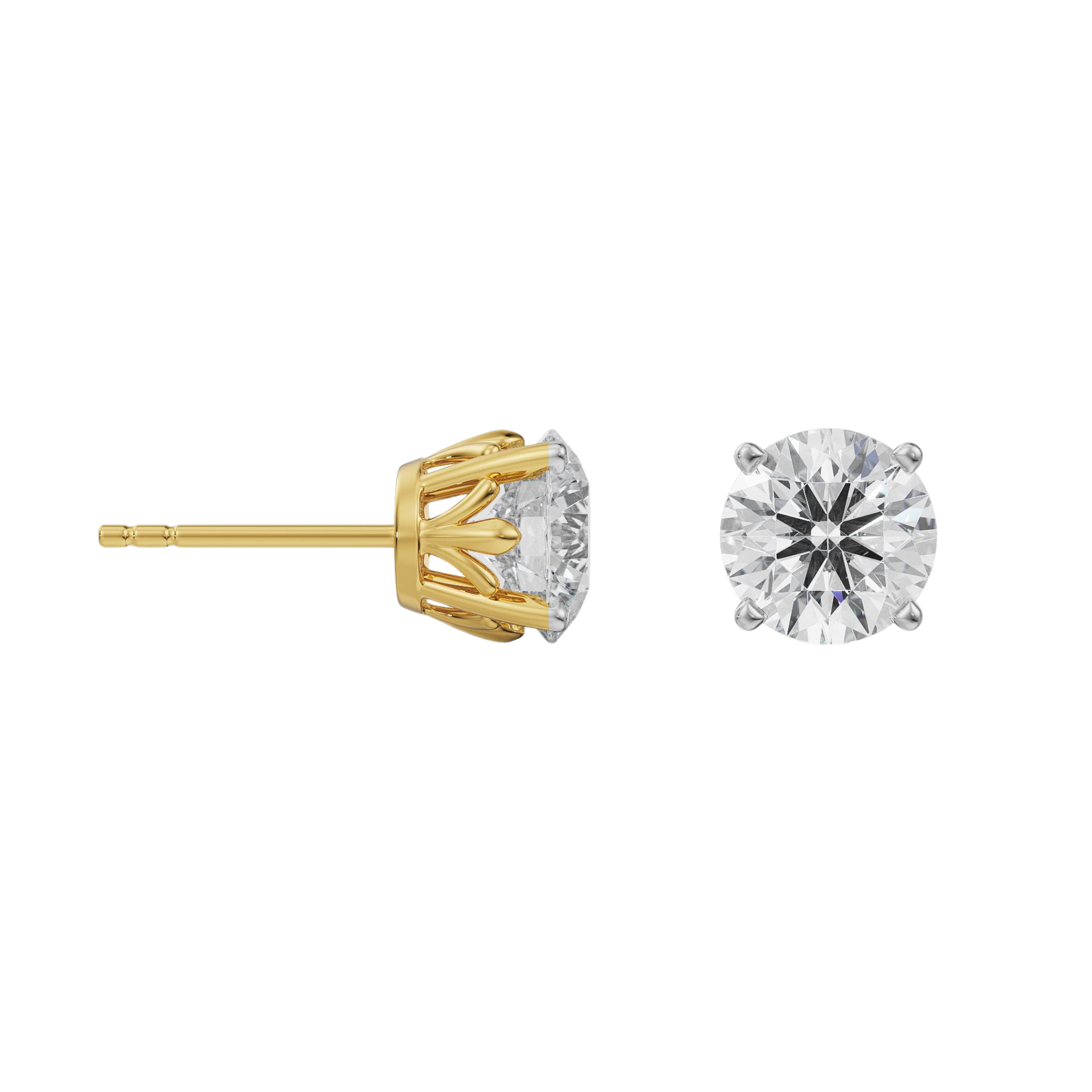 1.5 CT Classic Round Diamond Studs Prospective View