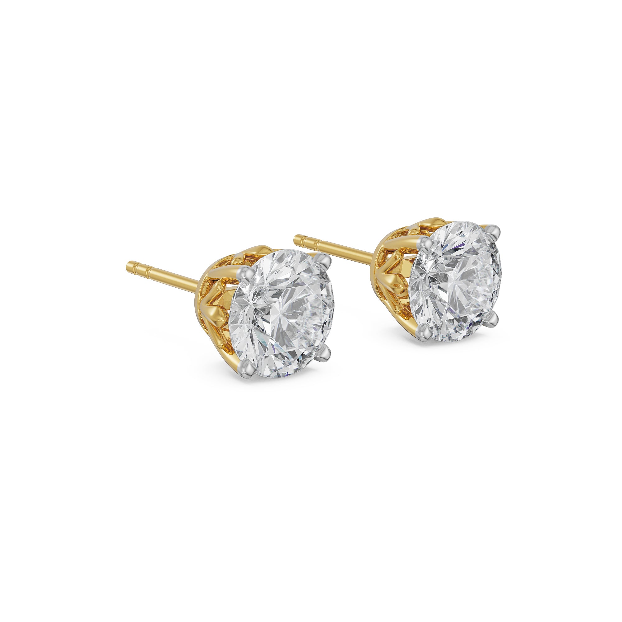 2 CT Classic Round Diamond Studs Side View