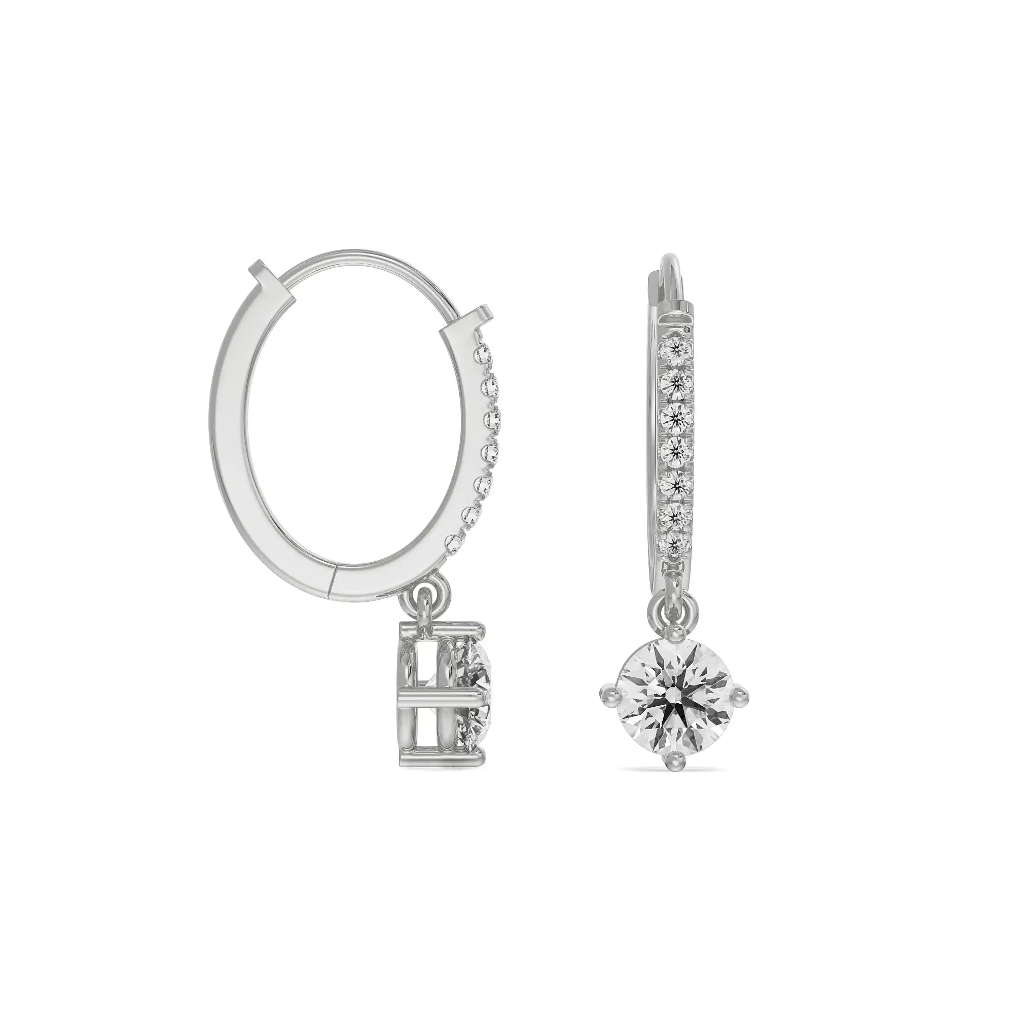 Jisora Drop Diamond Earrings Prospective View in 9KT