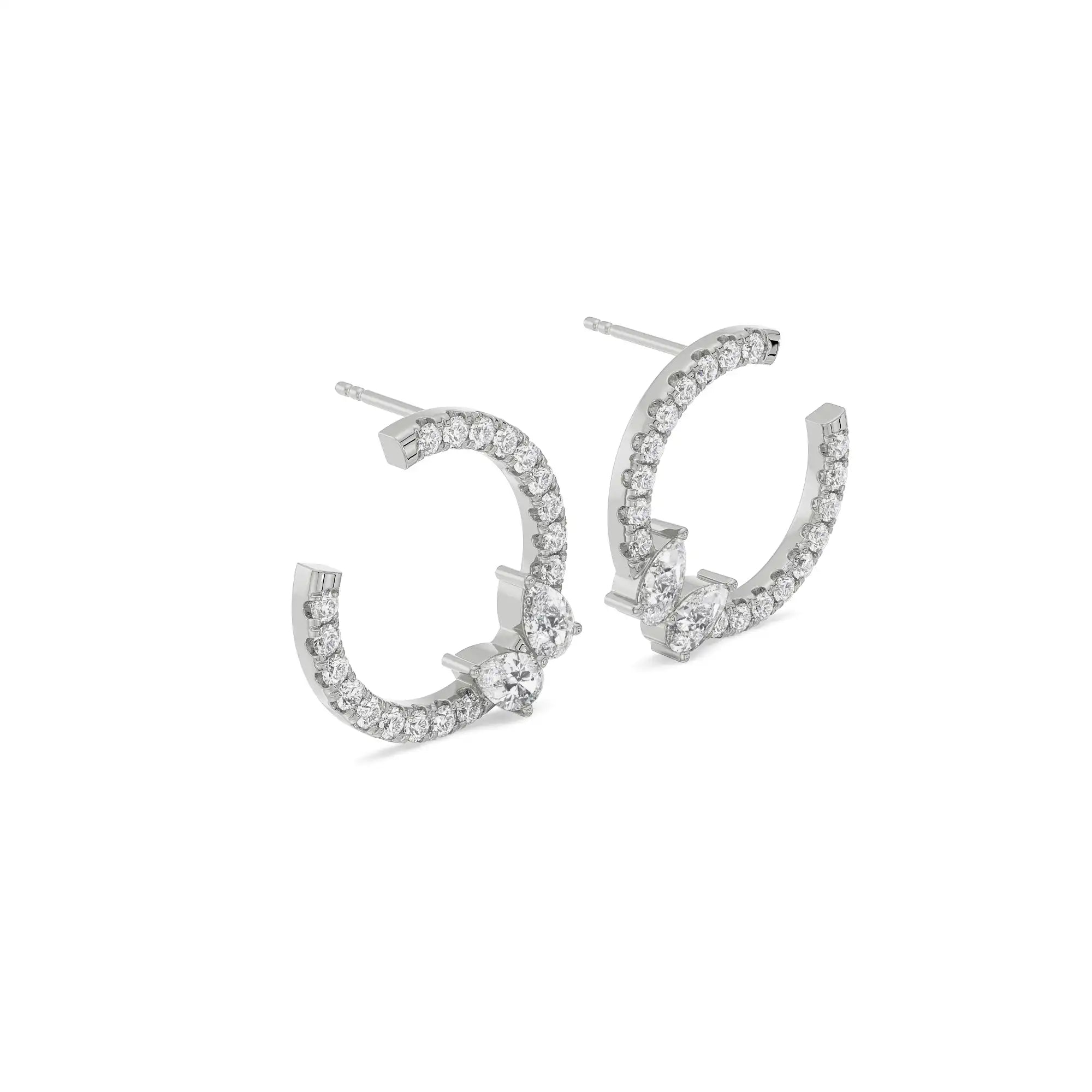 Pretty Pear Diamond Hoops Side View