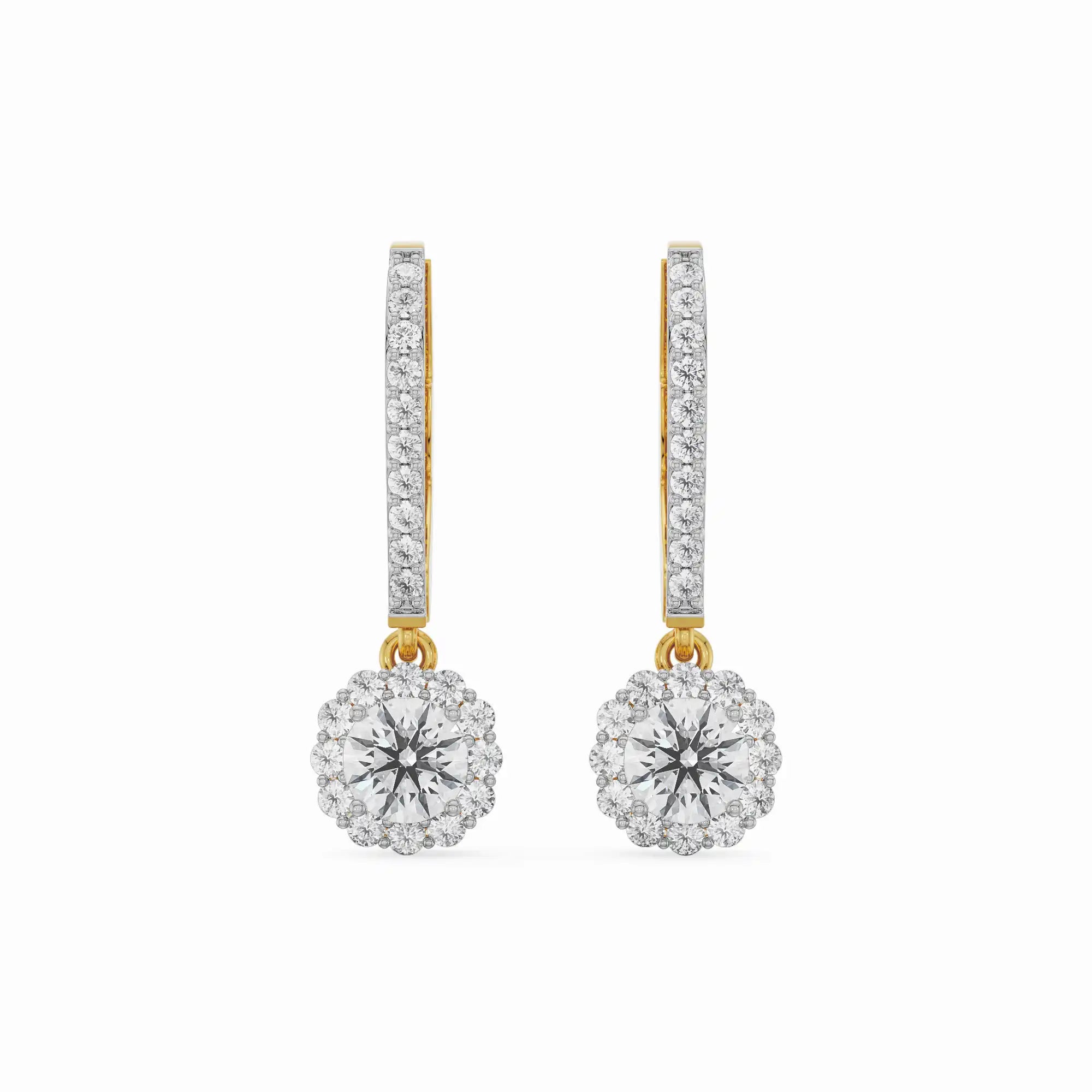 Round Halo Lab Grown Diamond Dangler Earrings_in-stock