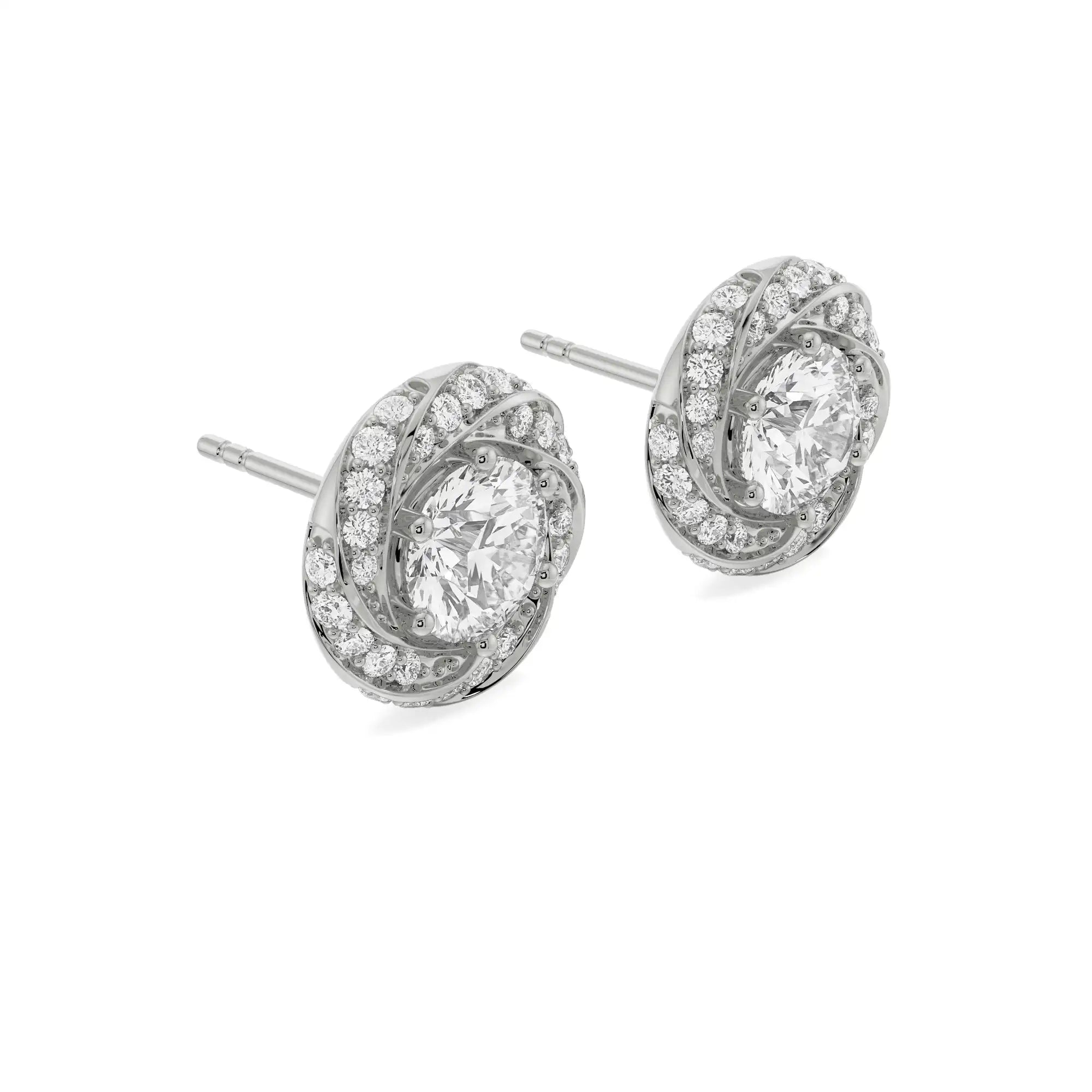 0.50 CT Swirl Detachable Diamond Studs Side View