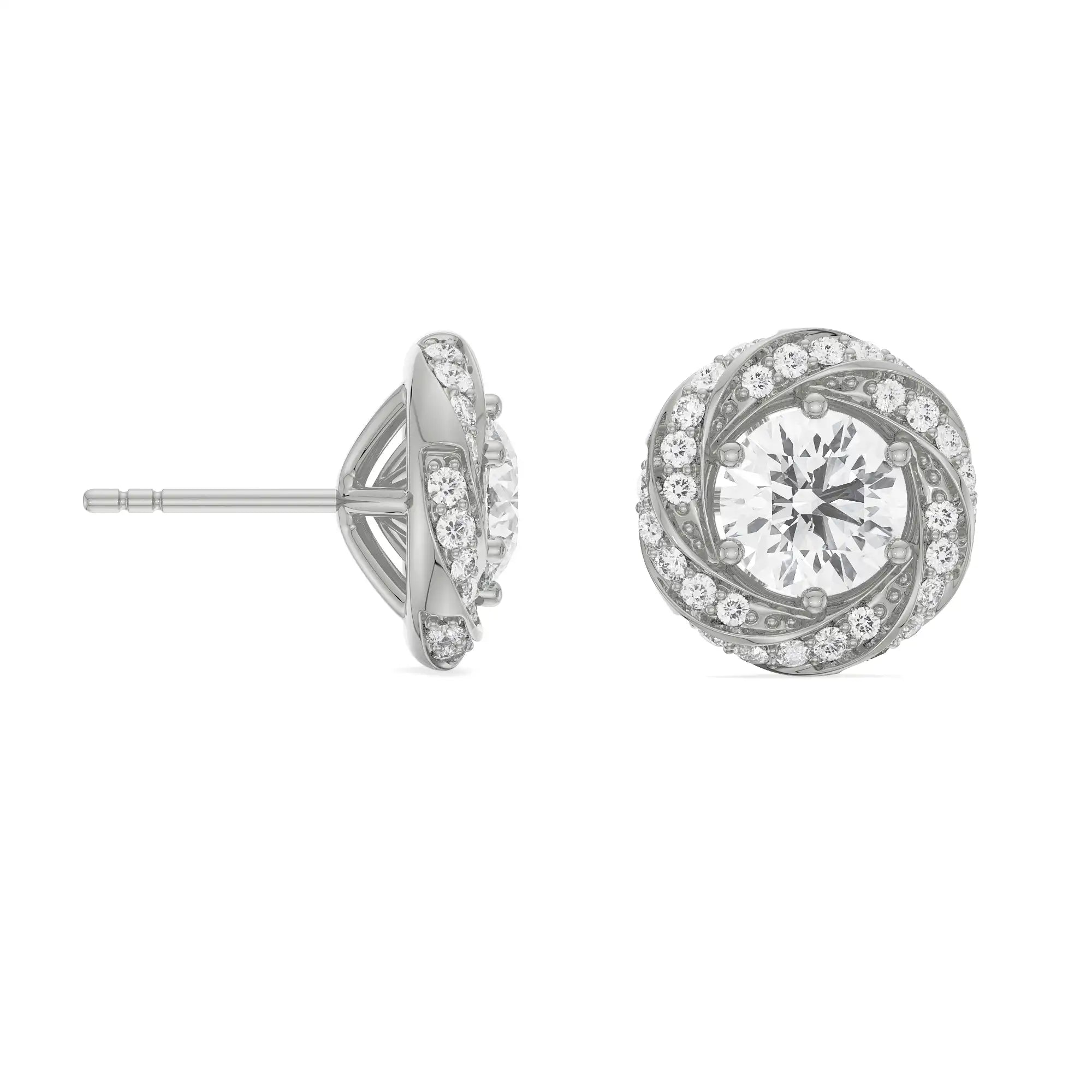0.50 CT Swirl Detachable Diamond Studs Prospective View