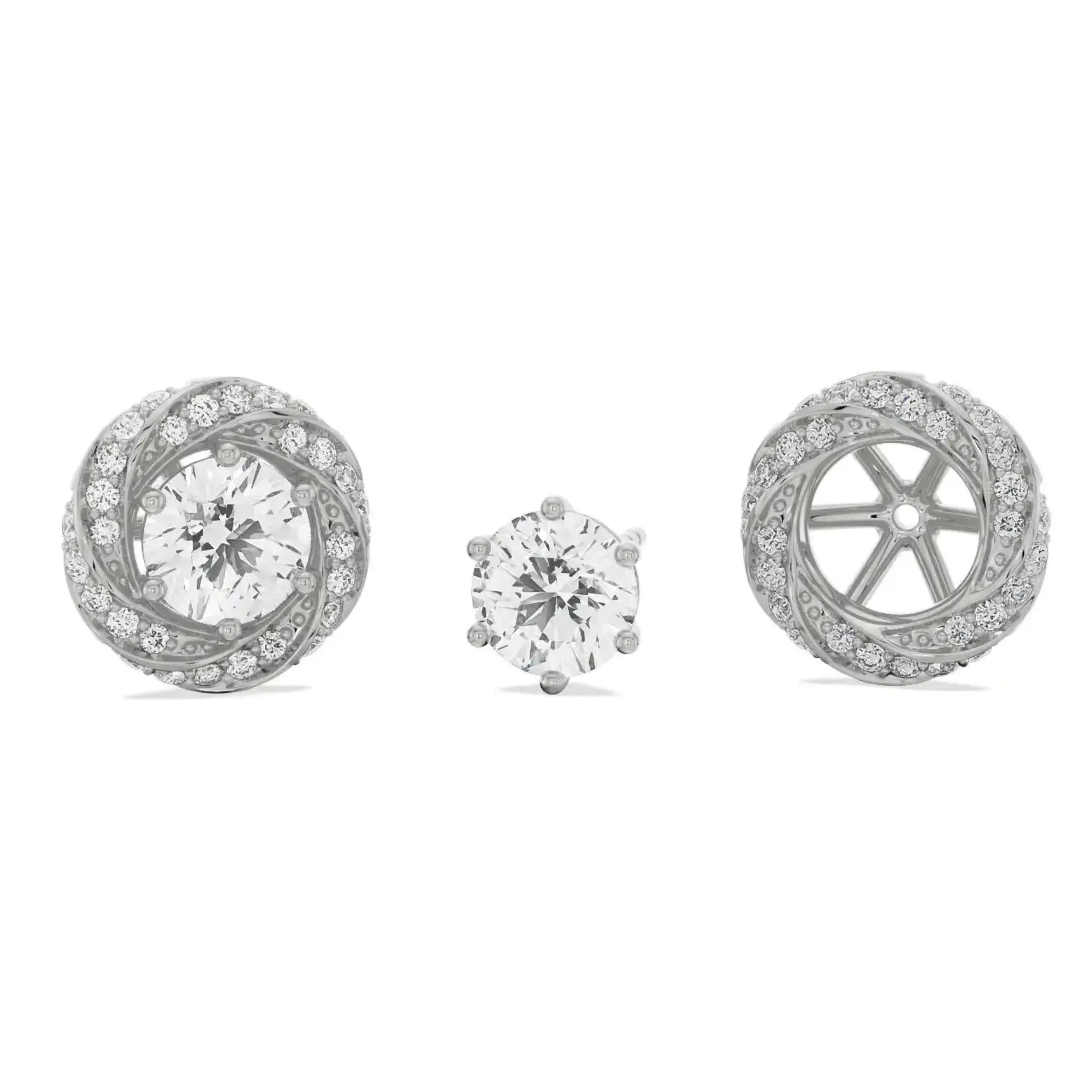 0.50 CT Spiral Detachable Diamond Studs Front View