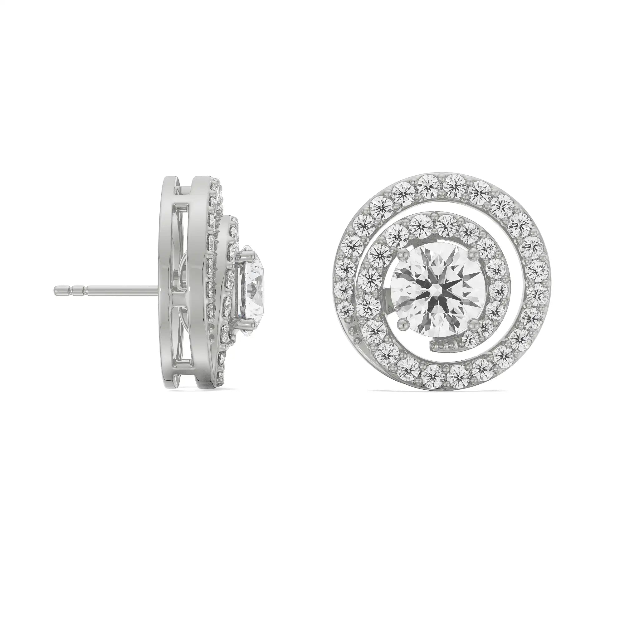 0.50 CT Spiral Detachable Diamond Studs Prospective View