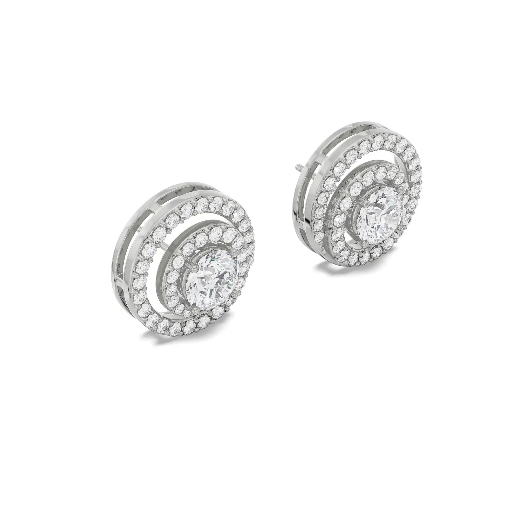 0.50 CT Spiral Detachable Diamond Studs Side View