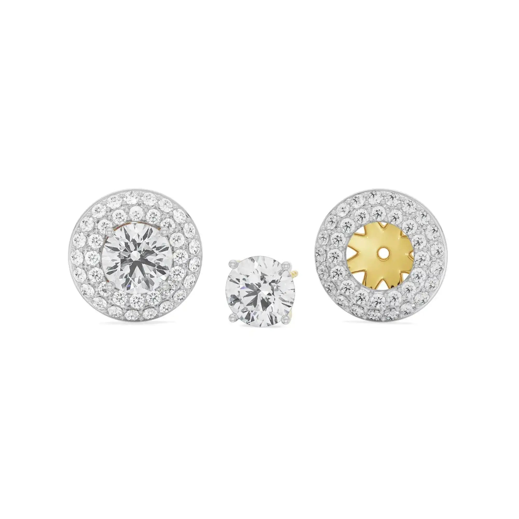 0.50 CT Cushion Halo Detachable Studs Front View