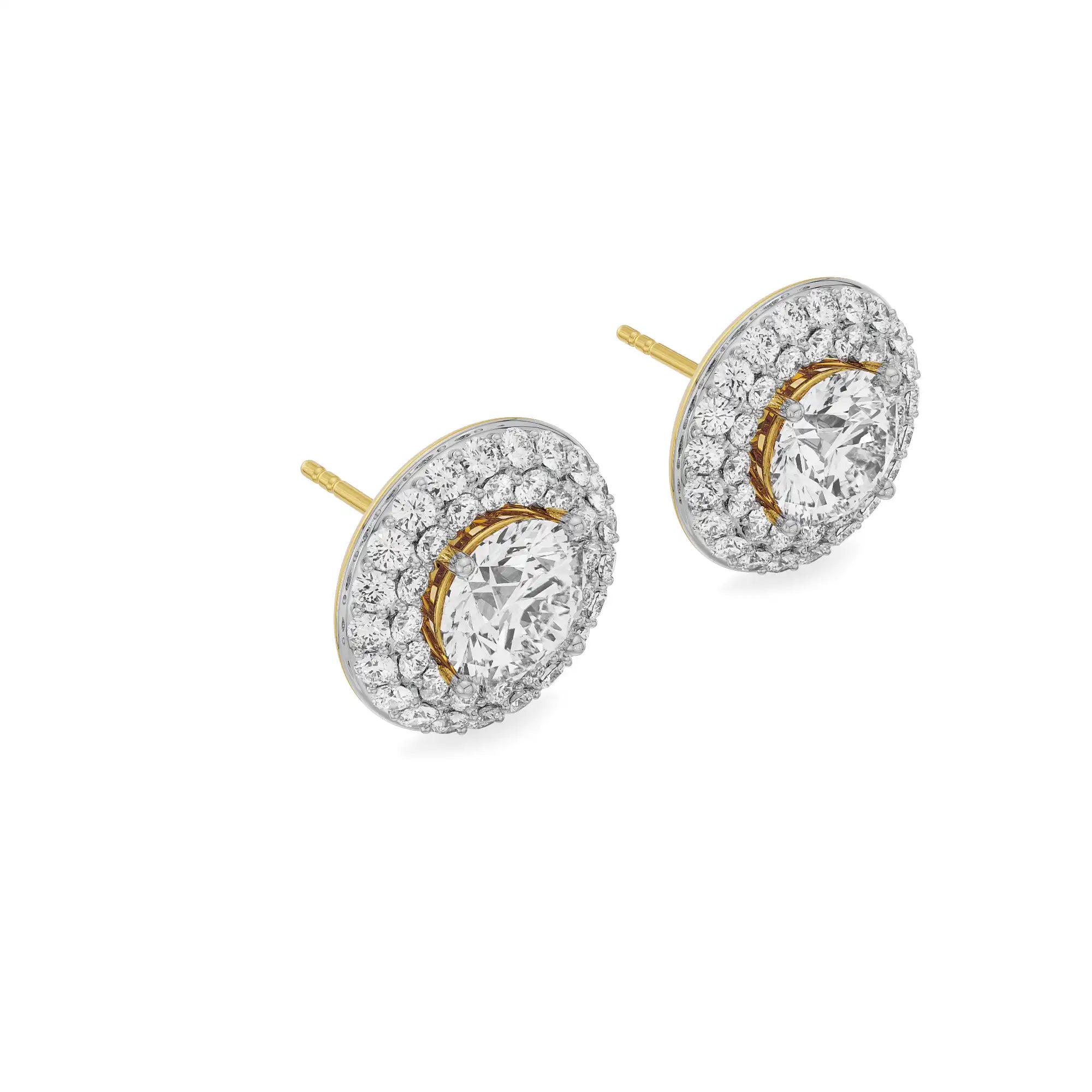 0.50 CT Double Halo Detachable Diamond Studs Side View