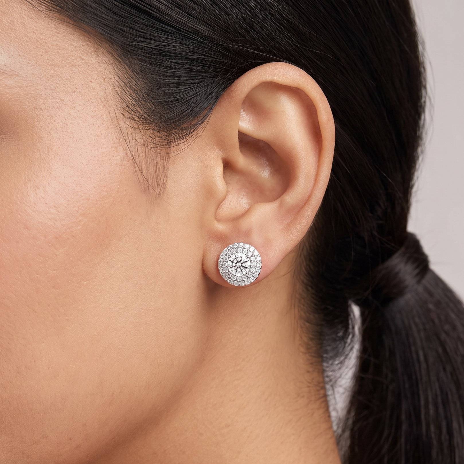 0.50 CT Double Halo Detachable Lab Diamond Studs