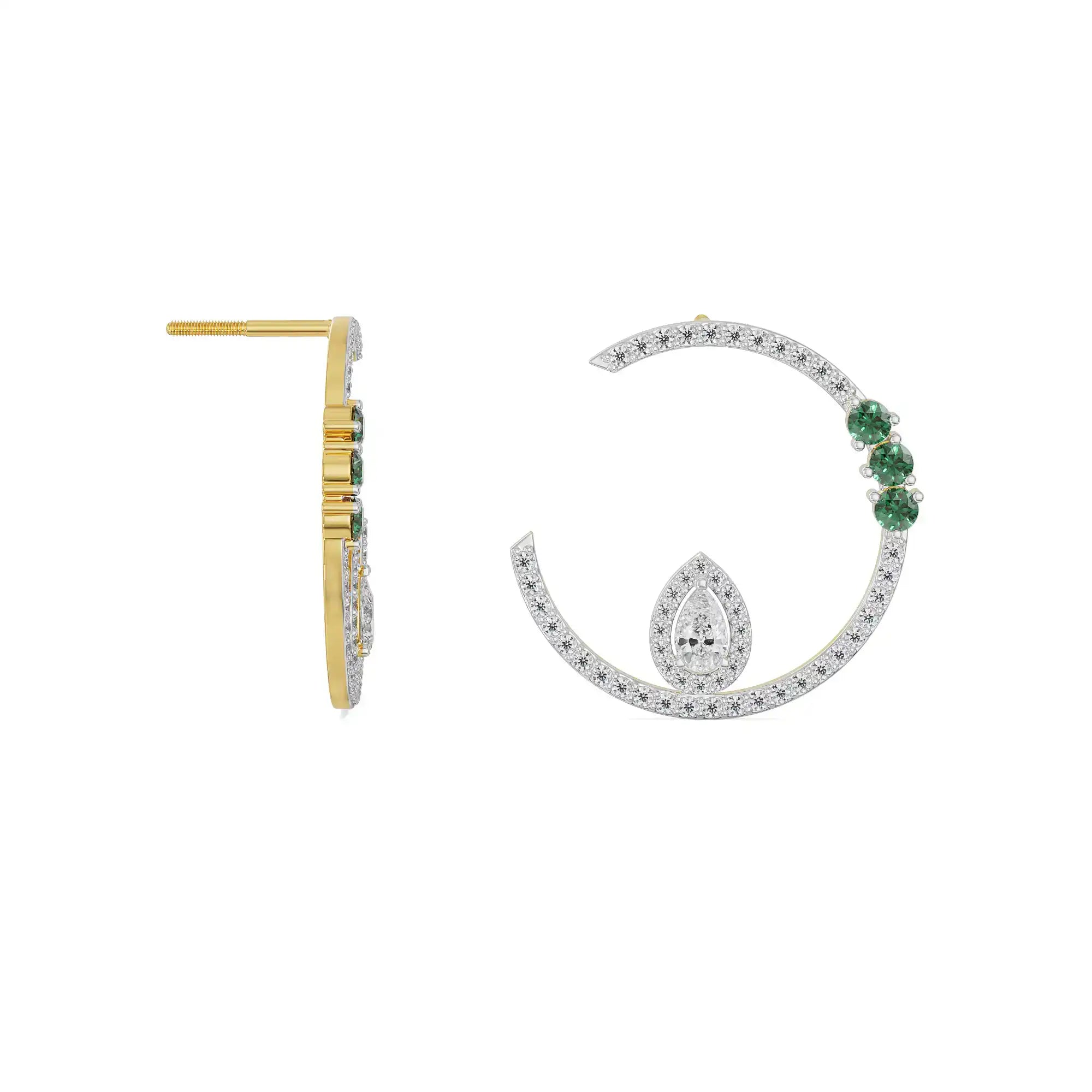 Hazel Front Diamond Hoops Prospective View in 9KT