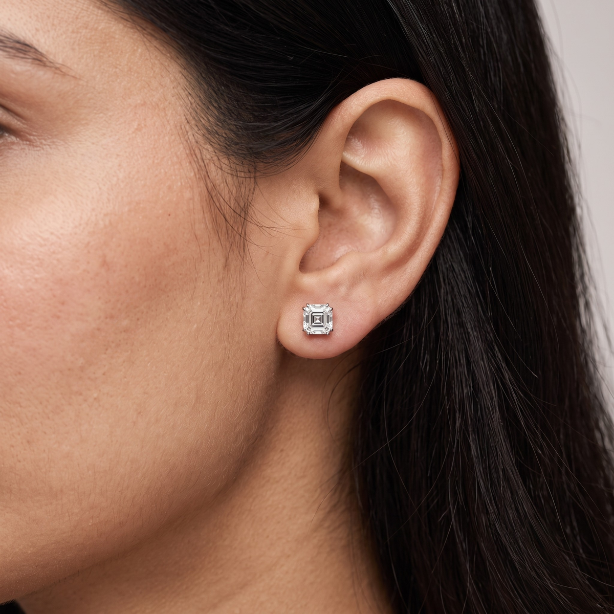 1 CT Asscher Lab Grown Diamond Studs