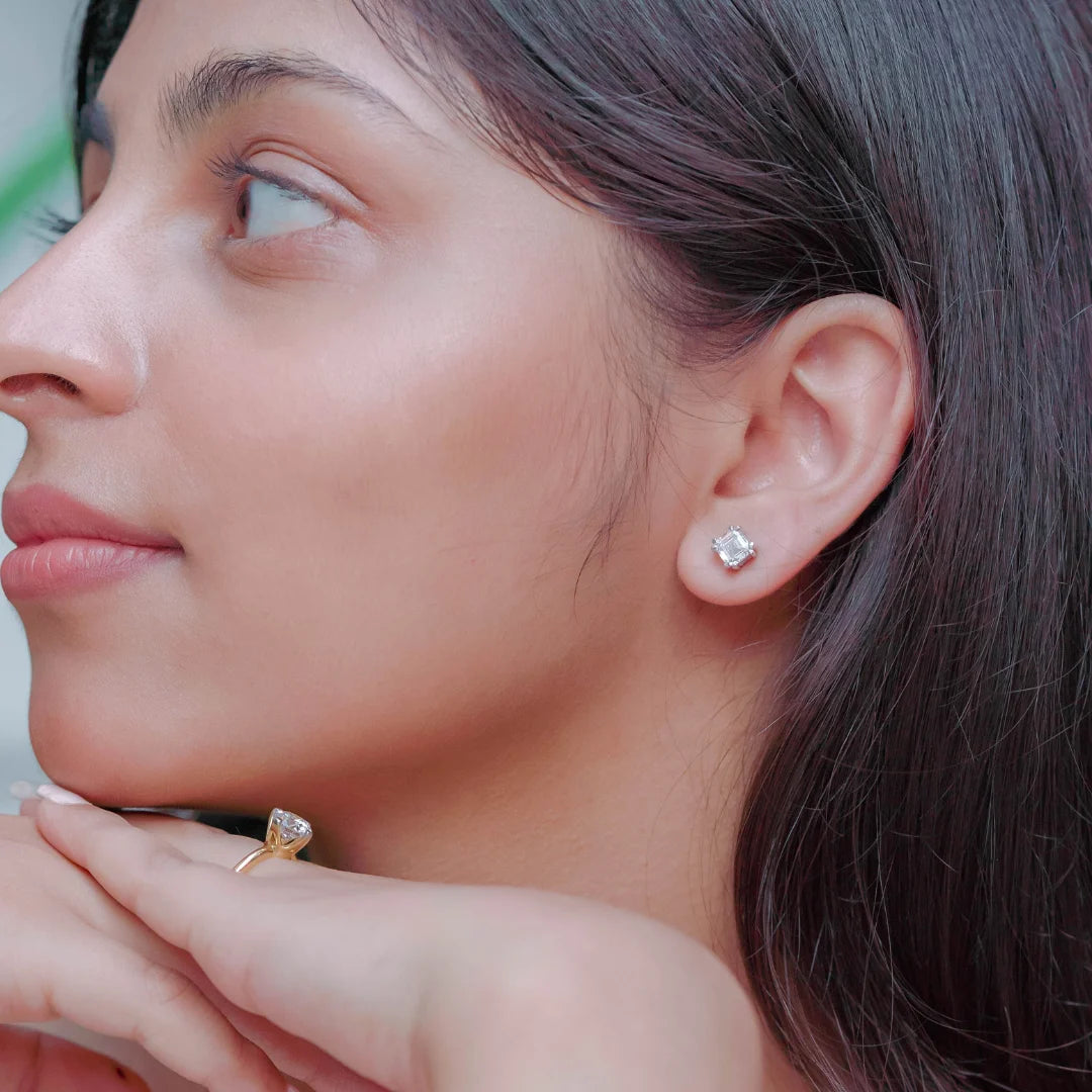 1 CT Asscher Lab Grown Diamond Studs
