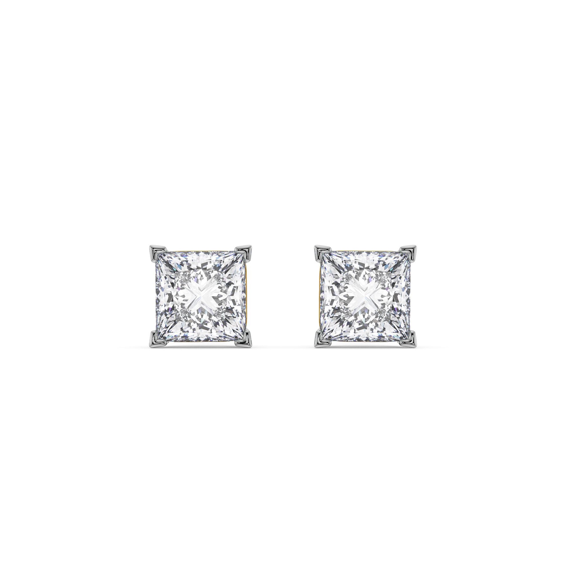 0.5 CT Classic Square Diamond Studs Front View