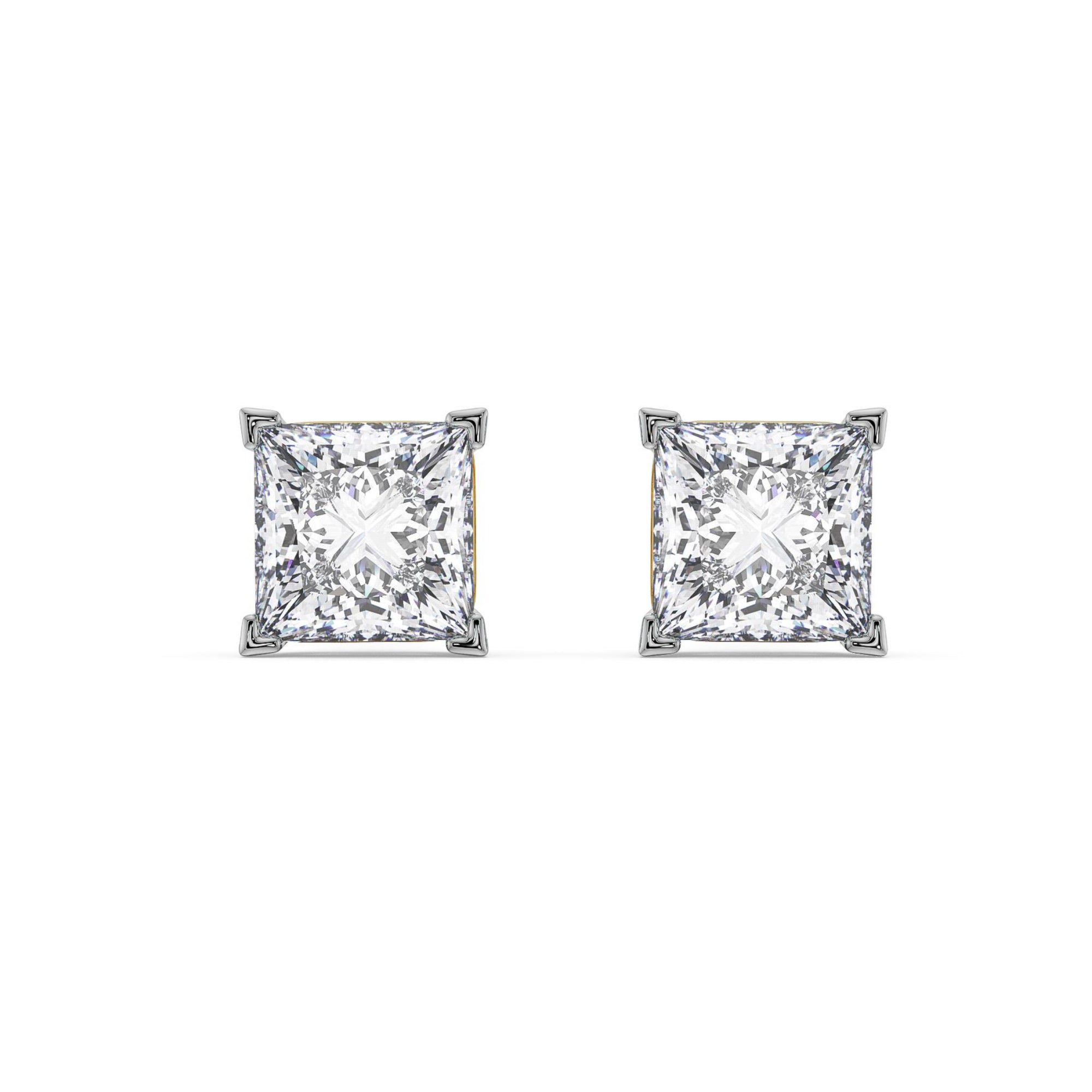 2 CT Classic Square Diamond Studs Front View