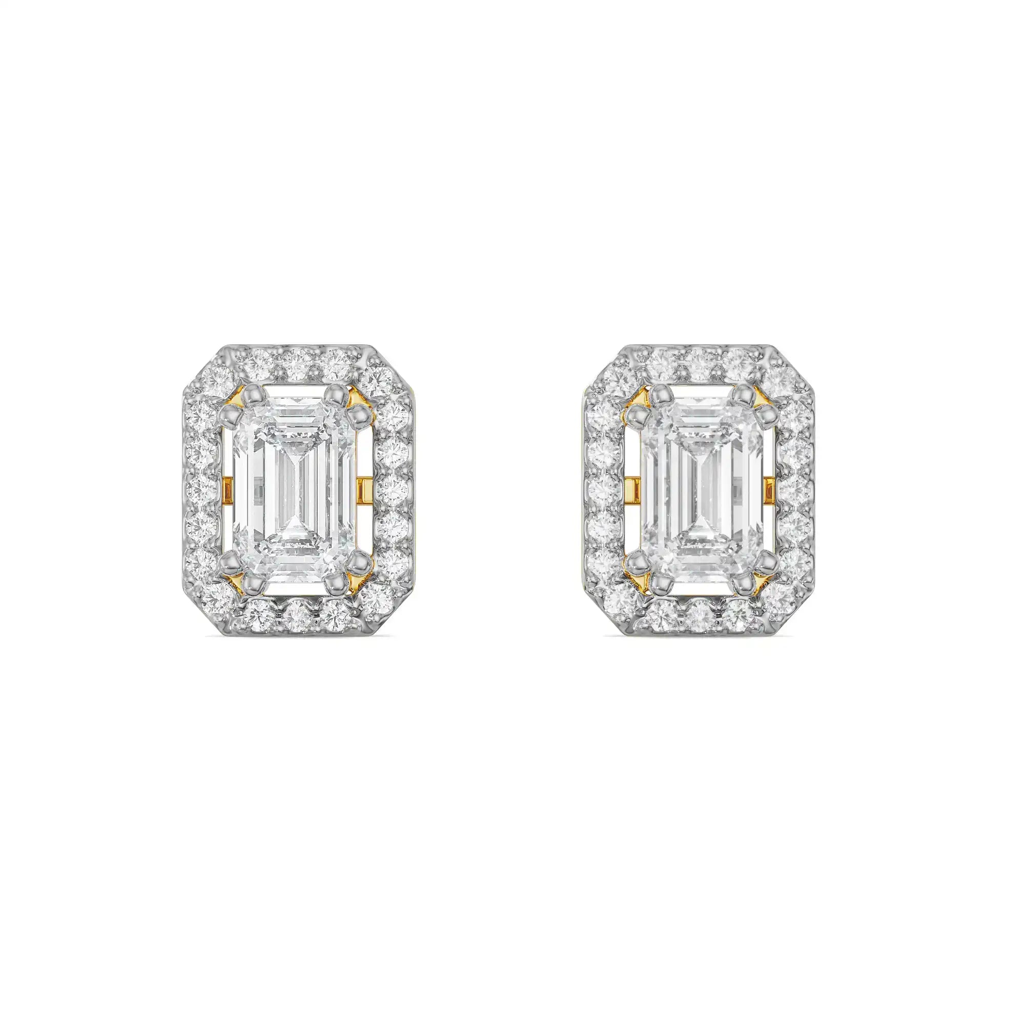 Shimmering Halo Emerald Lab Grown Diamond Earrings_in-stock