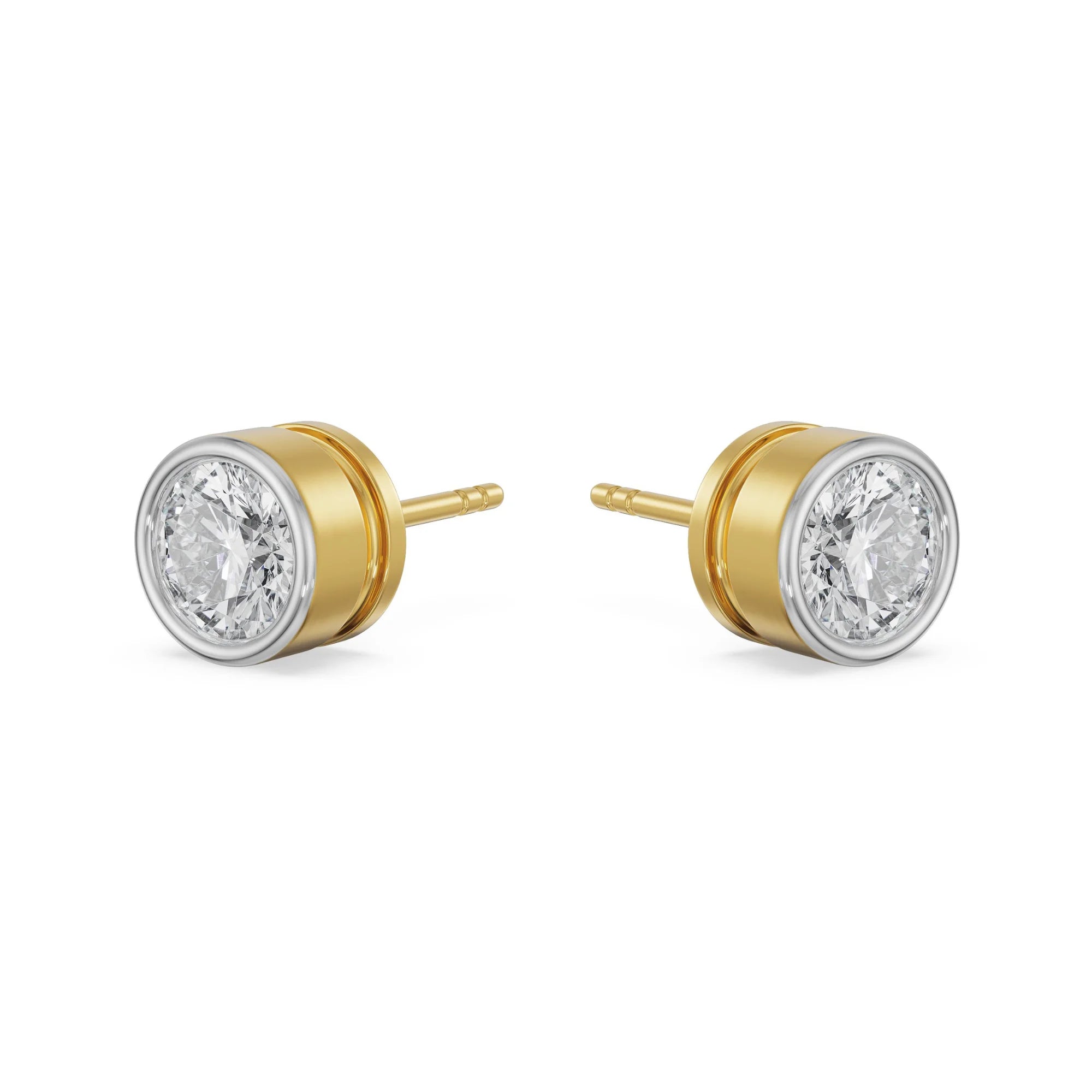 1 CT Solid Round Diamond Studs Side View