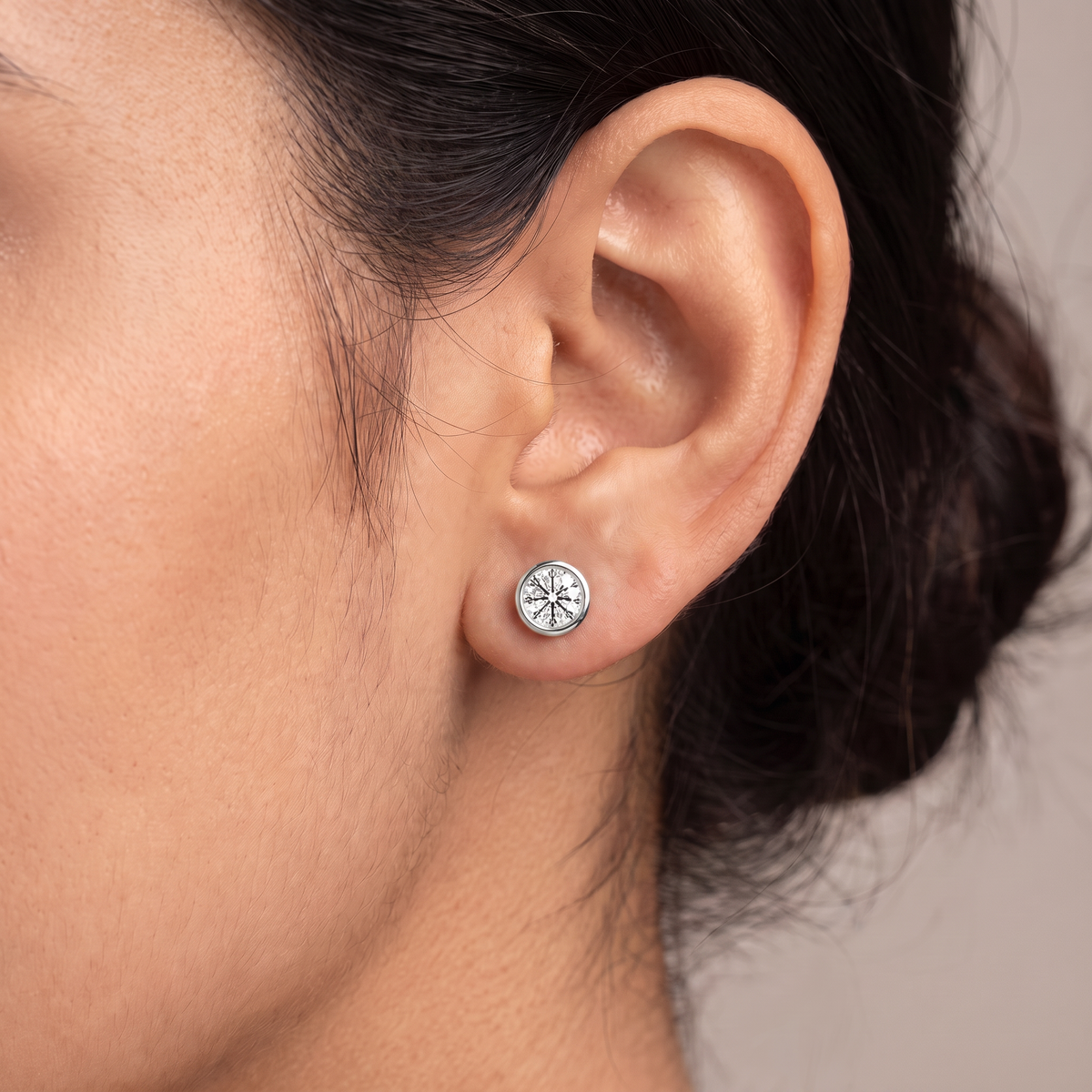 1 CT Solid Round Lab Diamond Studs